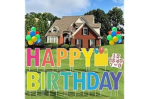 Happy Birthday Lawn Signs with Stakes for Outdoor Yard Decorations