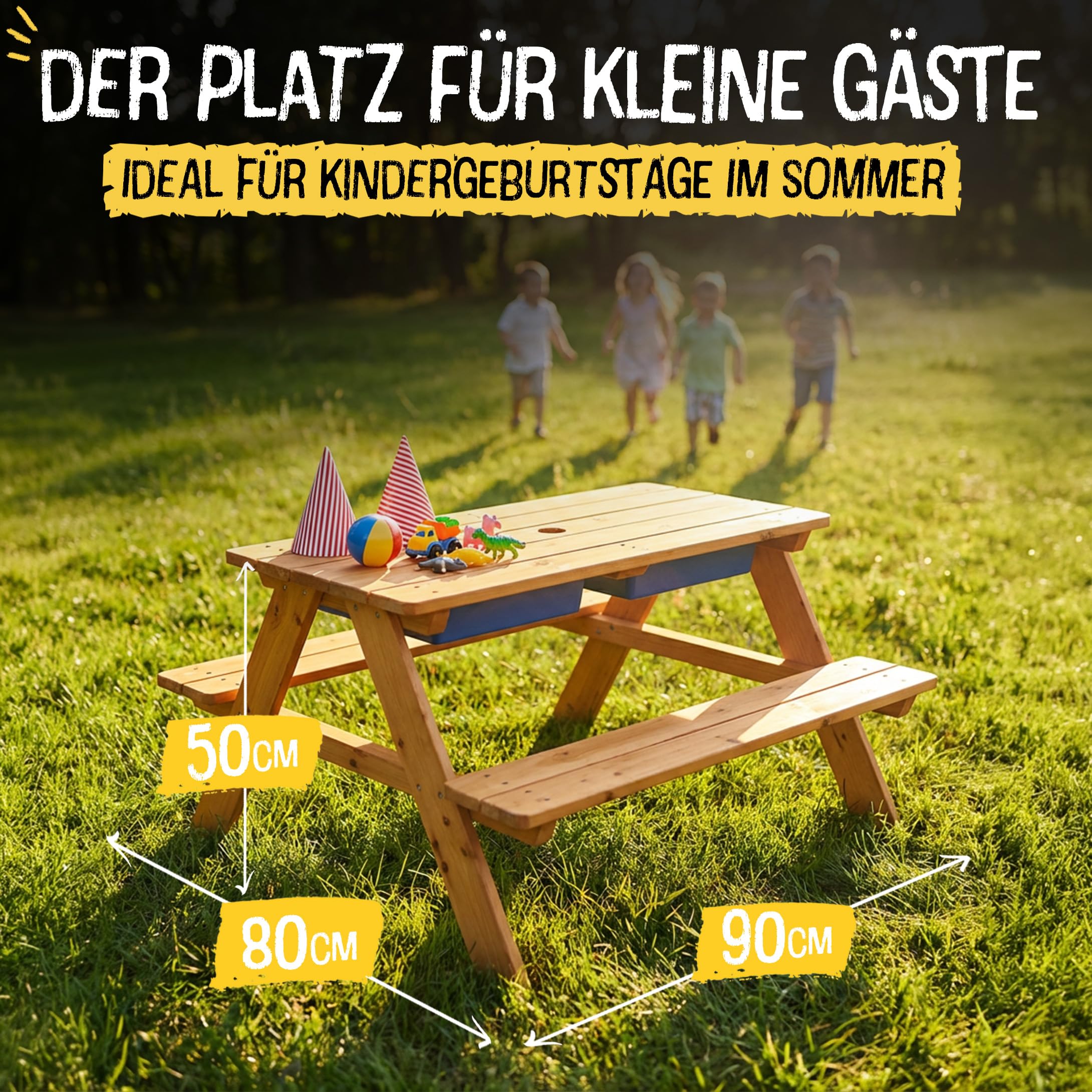 FRIEDO 2in1 Kindersitzgruppe Matschtisch lackiertem Holz Matschküche Wasserspieltisch Garten Kinder Gartenmöbel Outdoor Indoor