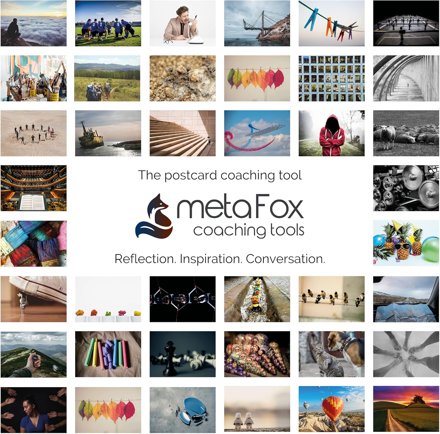 metaFox - 52 Inspirational Cards, Motivational Postcards, Picture Cards for Coaching & Therapy, Mindfulness Cards, Coaching Cards, Best for Team Building, Growing Together