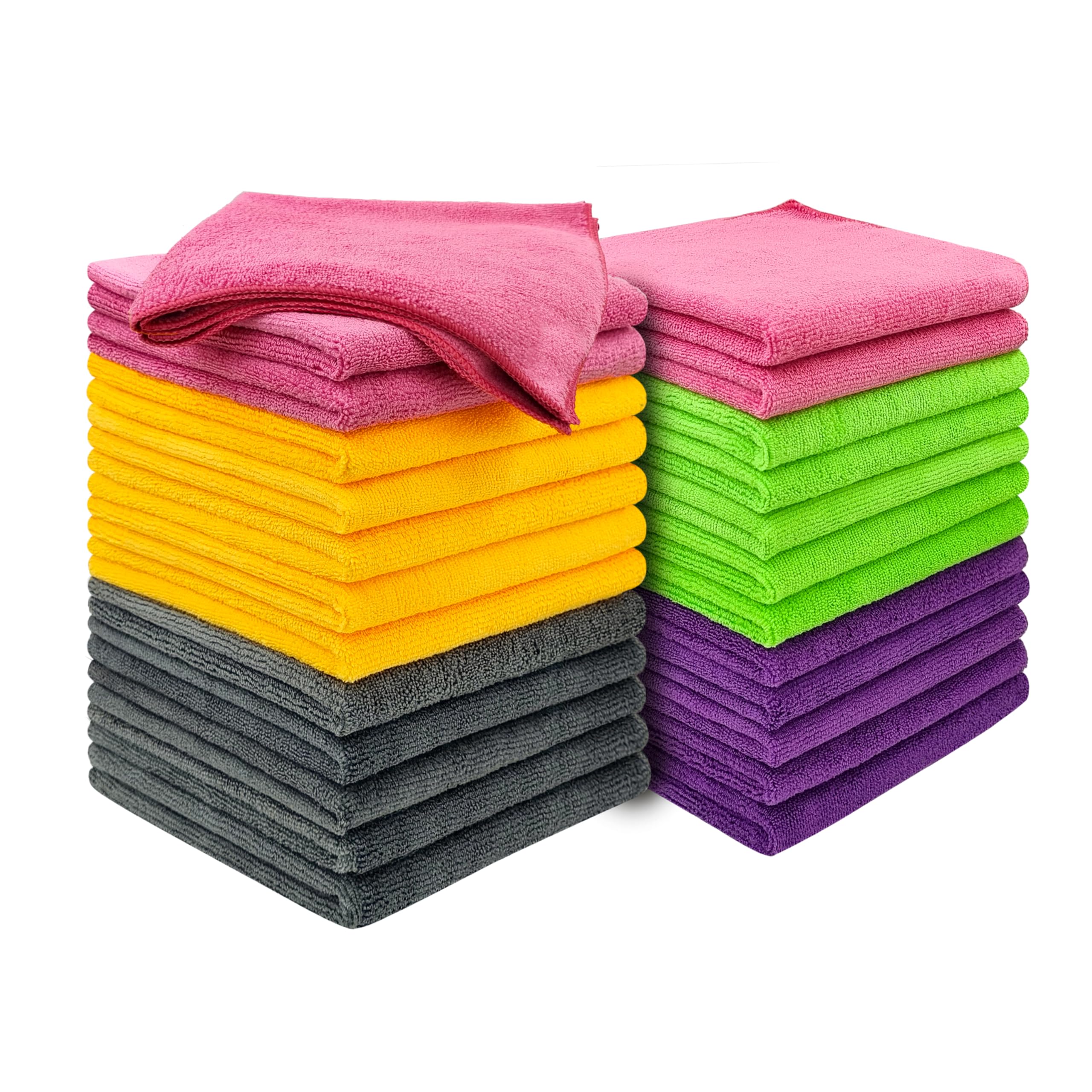 SOFTSPUN Microfiber Cloth - 25 pcs 40x40 cms 340 GSM Multicolor! Thick Lint & Streak-Free Multipurpose Cloths Automotive Microfibre Towels for Car Bike Cleaning Polishing Washing & Detailing.