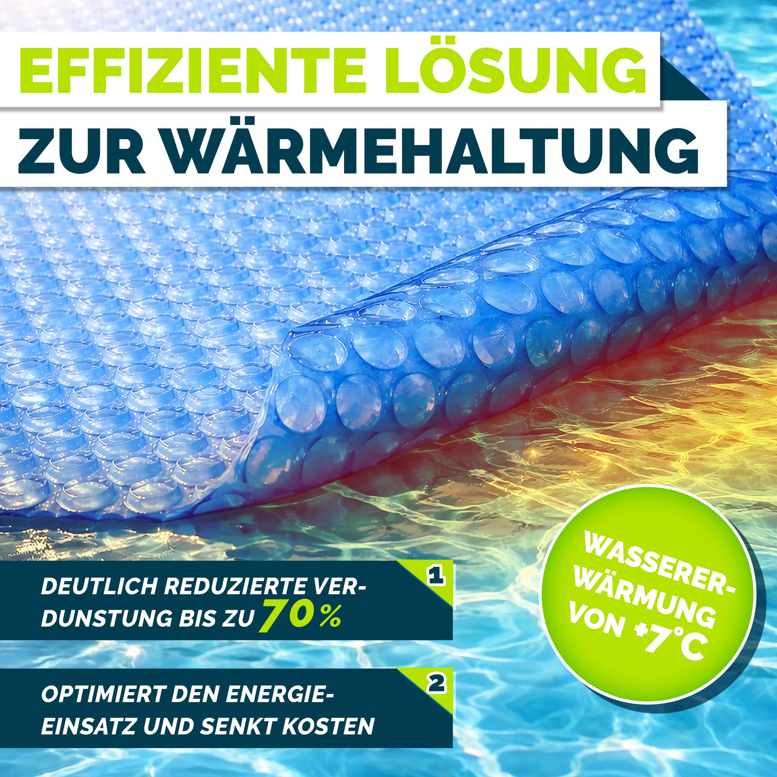 tillvex Pool Solarabdeckplane Rund Ø 244 cm | Solarfolie Stärke 120 µm | Solarplane zuschneidbar | Poolheizung für Wassererwärmung