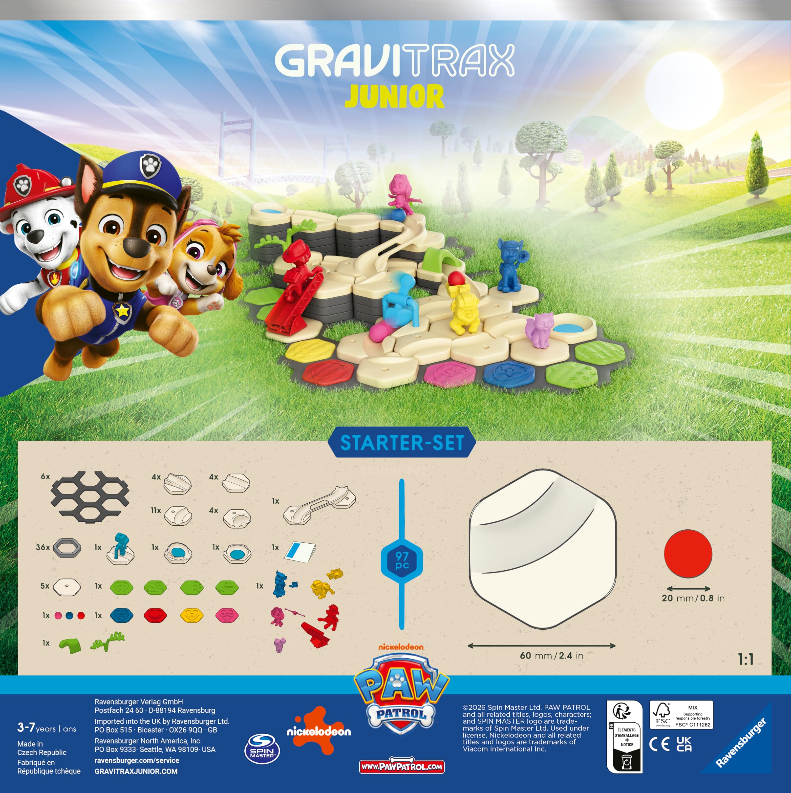 Ravensburger GraviTrax Junior PAW Patrol Starter-Set L 12020006 - Kugelbahn ab 3 Jahre - Murmelbahn und Konstruktionsspielzeug für Kinder - PAW Patrol Geschenk für Jungen und Mädchen