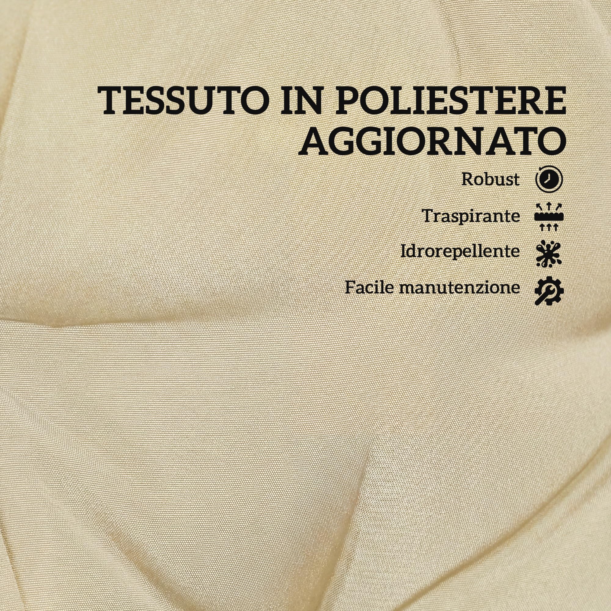 Outsunny Set 2 Cuscini per Sedie da Esterno con Lacci di Fissaggio, Cuscini da Esterno Imbottito in Poliestere e Cotone, per Sdraio Prendisole Poltrona, 50x120x8 cm, Beige