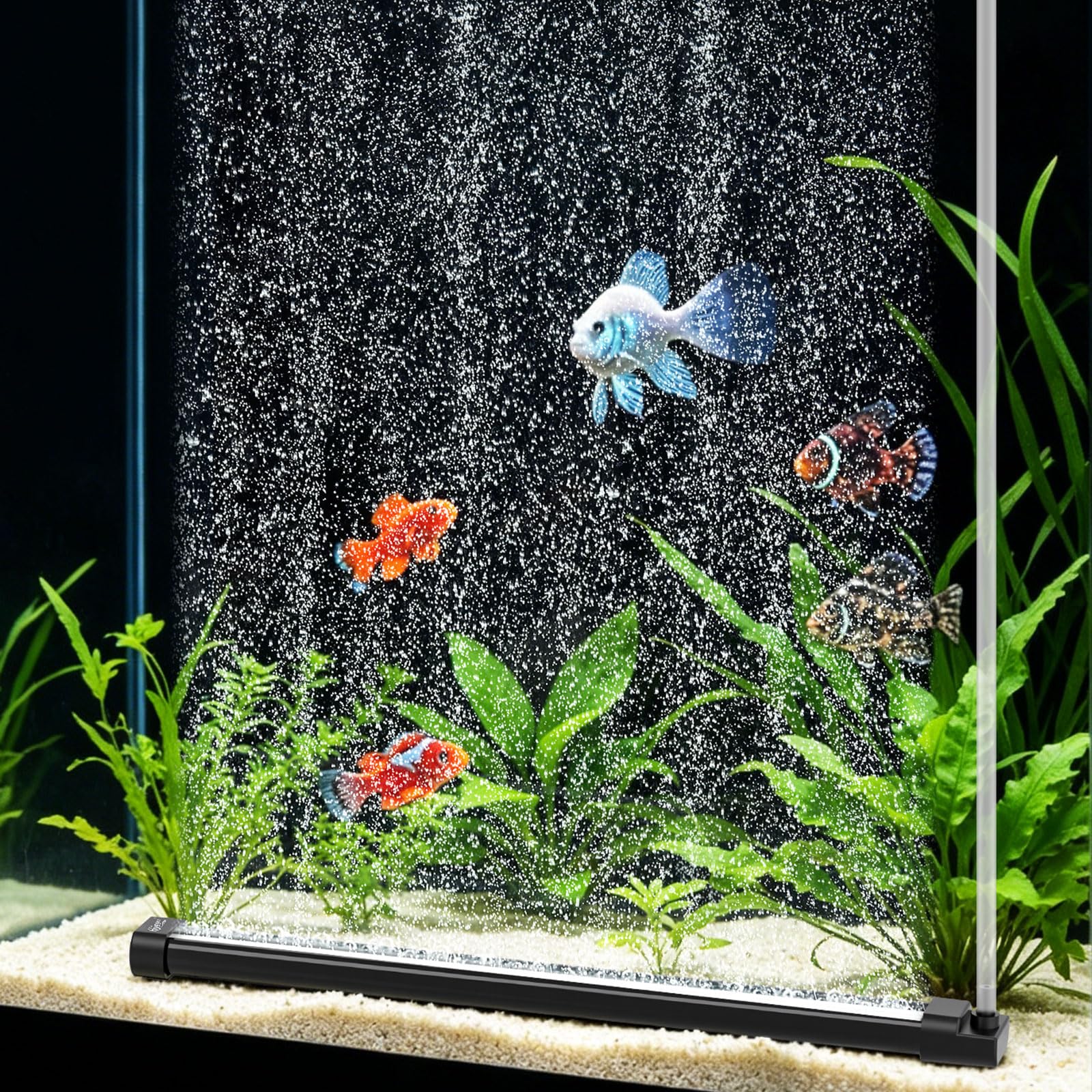 hygger Quiet Aquarium Bubble Curtain Wall, Air Stone Bubble Bar with Fittings, High Oxygen Diffusion Bubbler Decoration for Fresh & Saltwater Aquariums (15.7 Inch, 1 Pack)