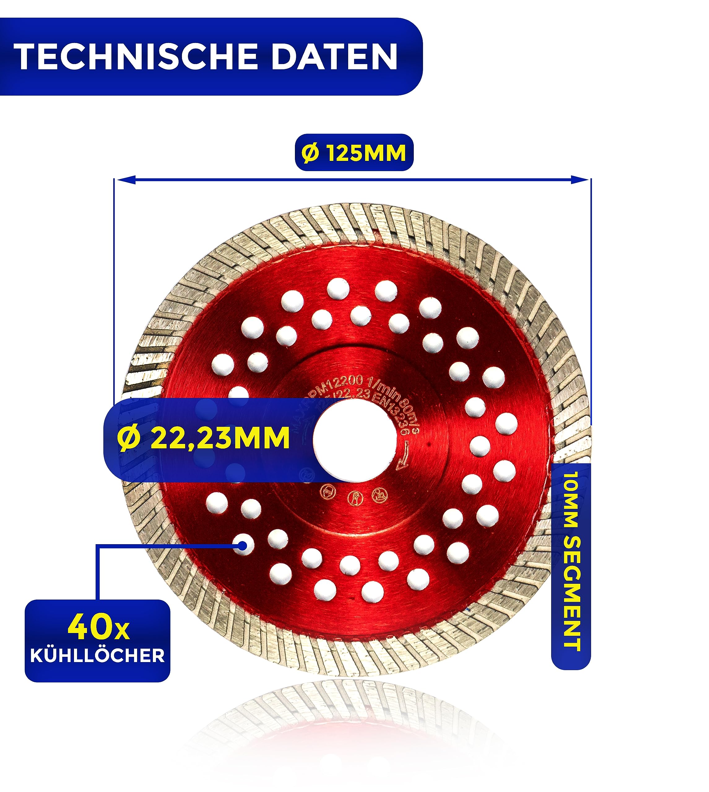 BERGMANN ® Disco diamantato professionale (cemento armato, 230 mm)