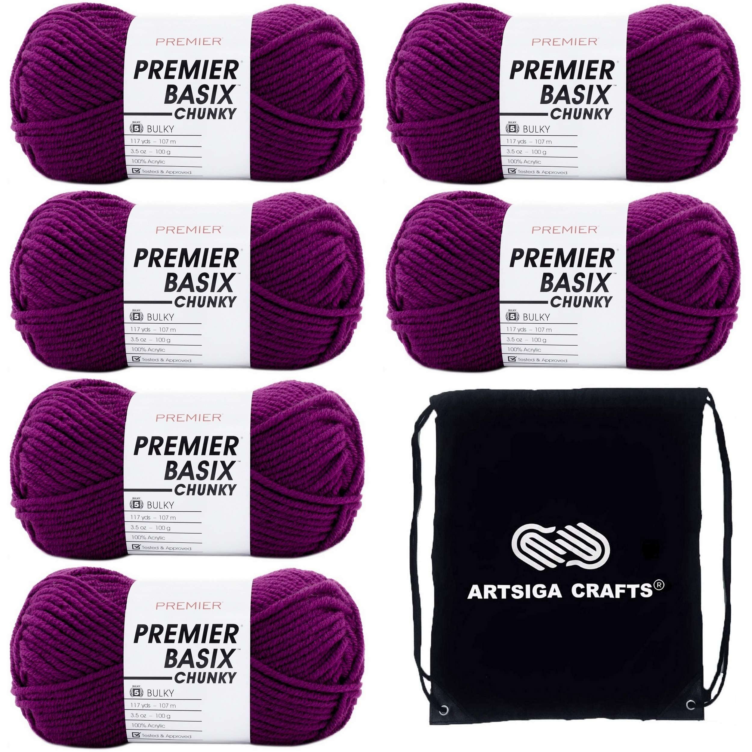 Lana gruesa Premier Basix morada para tejer mantas de sofá acogedoras