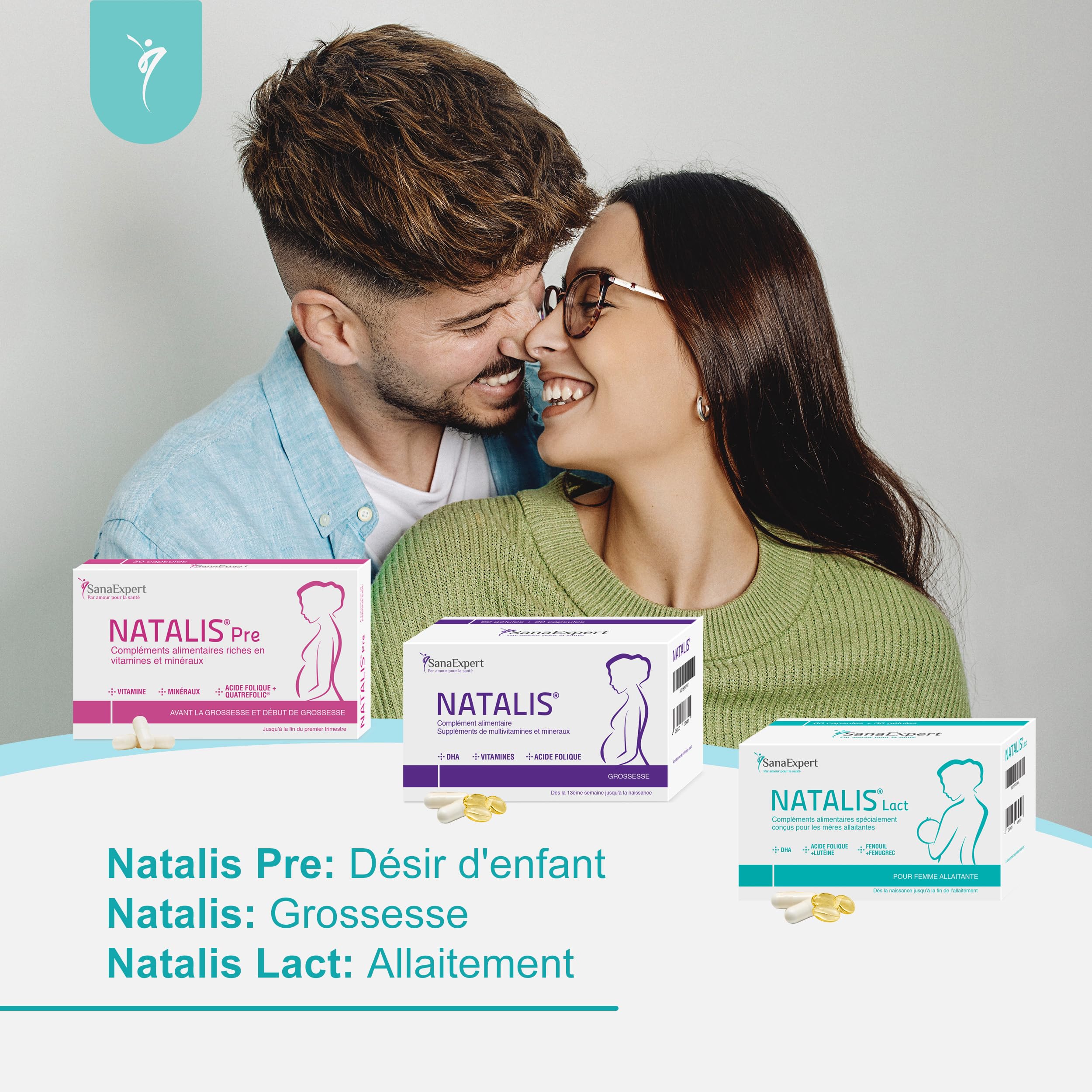SanaExpert Natalis Lact Complément Allaitement et Post Partum, Vitamines avec Acide Folique, DHA Oméga 3, Fenouil, Fenugrec, Biotine, Vitamines D, A, B et Minéraux pour Lactation, 90 Capsules