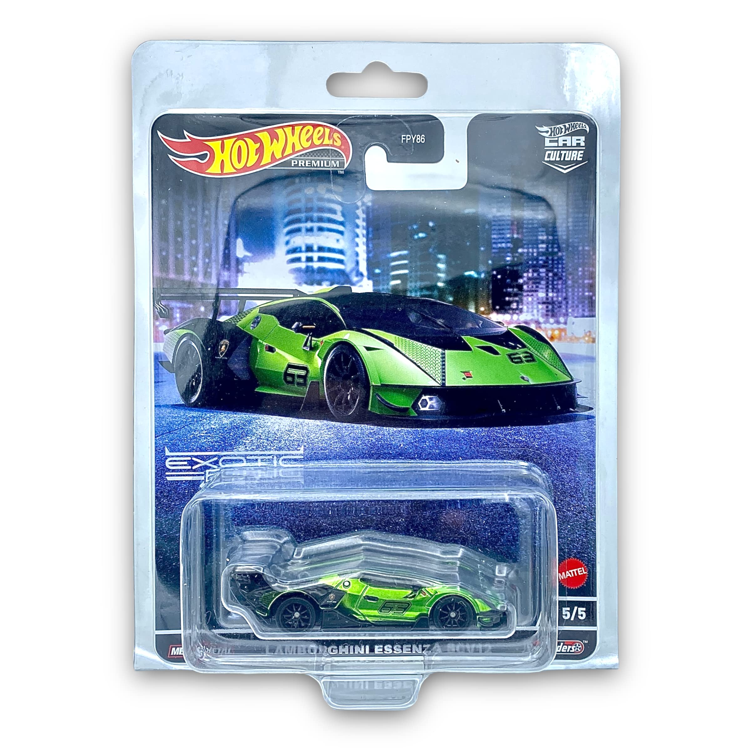 Hot Wheels Premium Real Riders - Lamborghini Essenza SCV12 - 5/5 Exotic Envy (Green & Black) - 2022 xxx COMES IN A KLAS CAR KEEPER PROTECTIVE COLLECTORS CASE xxx HCJ29 (HW0180)