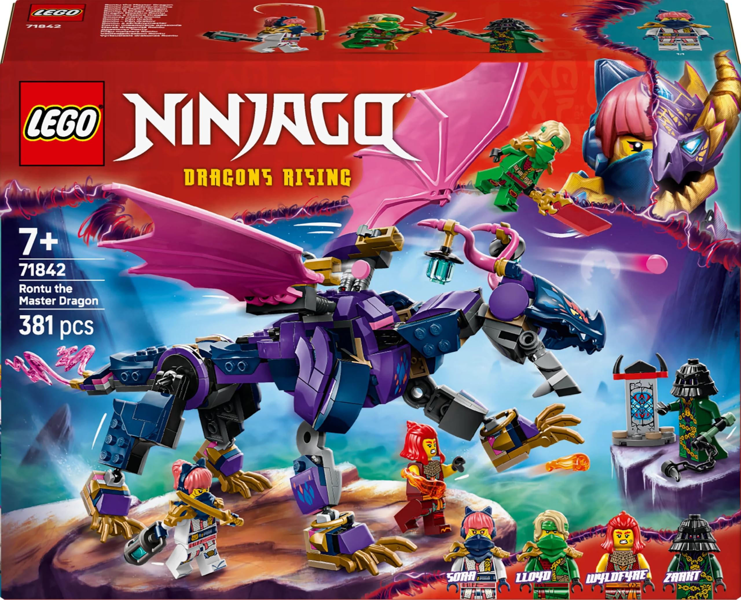 LEGO NINJAGO Smoczy mistrz Rontu, zestaw konstrukcyjny dla 7-latka, zabawka dla dziecka z czterema minifigurkami, w tym Lloydem, pomysł na prezent dla chłopca i dziewczynki, fana ninja i smoków 71842