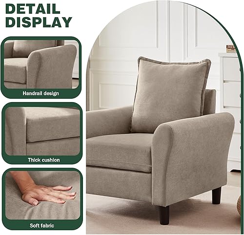 Miniatura 7 de Juego de sofá seccional convertible de 79 pulgadas, moderno sofá pequeño en forma de L de lino con otomana reversible y silla de acento, sofás de 3