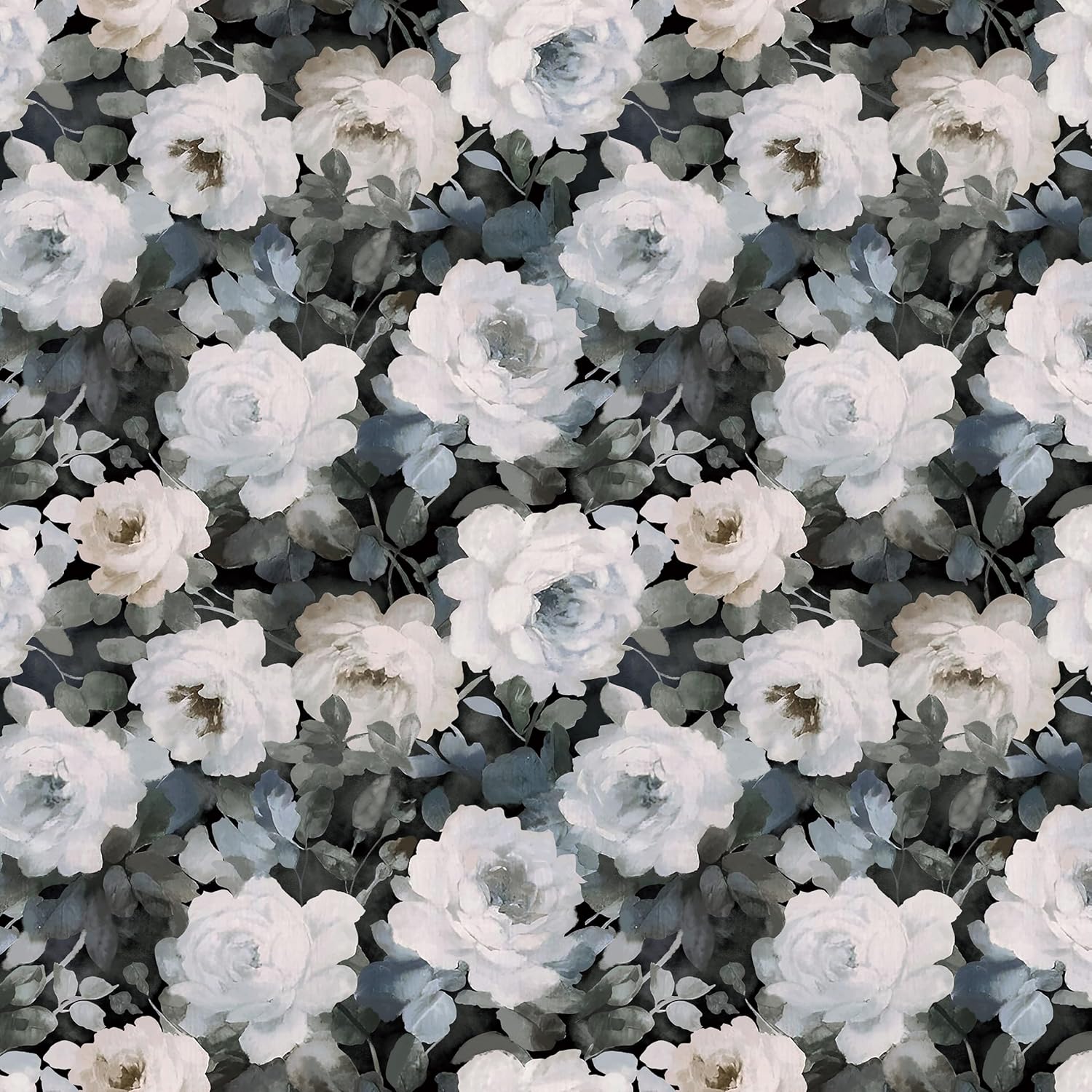 Guvana Peel and Stick Wallpaper Vintage Floral Contact Paper 394"×17.3" Black Floral Self-Adhesive Green Leaf Wall Paper for Bedroom Livingroom Kitchen Vinyl Waterproof Wallpaper Renter Friendly