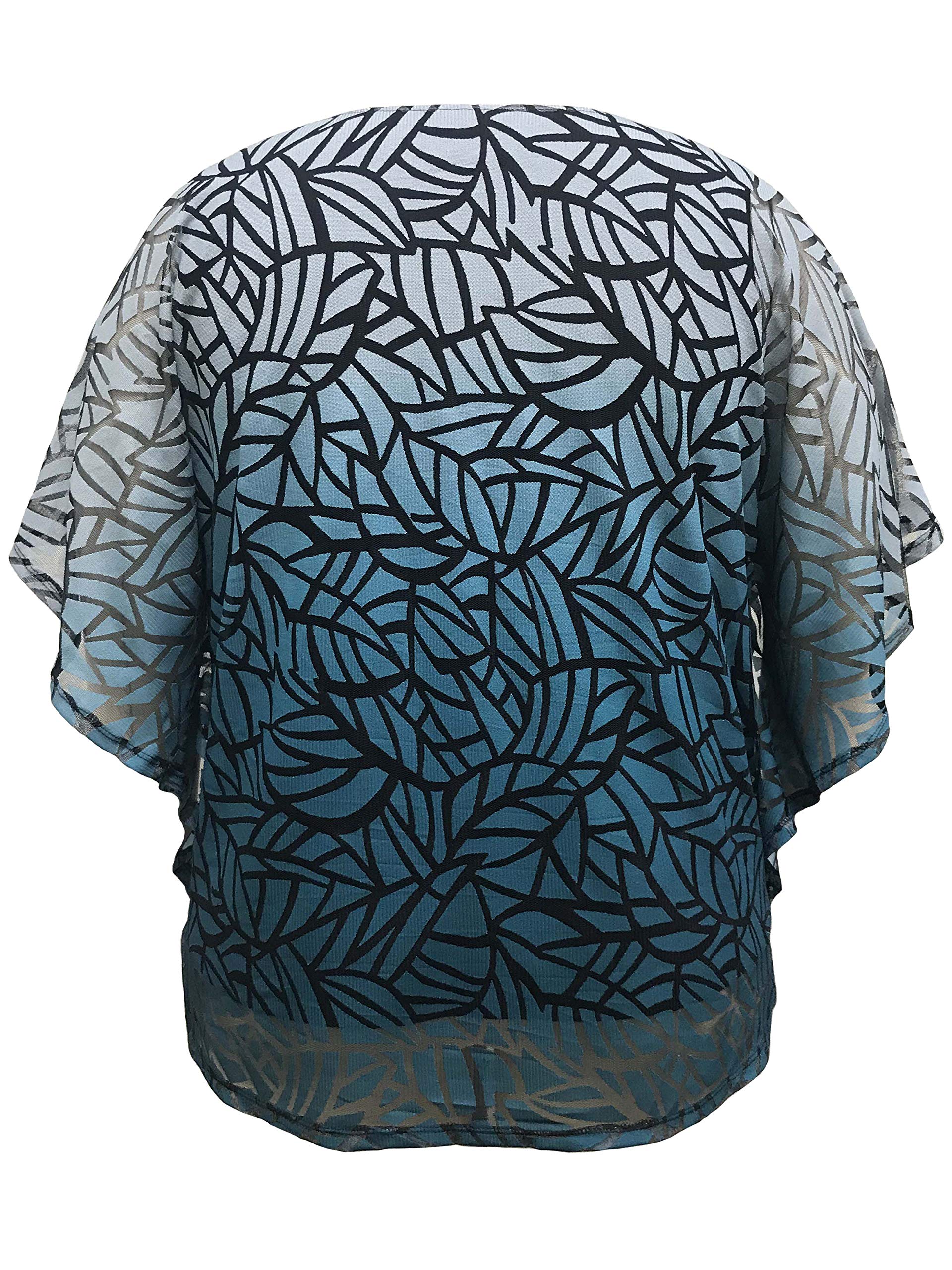 LEEBE Femmes Grande Taille - Blouse Poncho en Devoré/Burnout (1XL-5XL)
