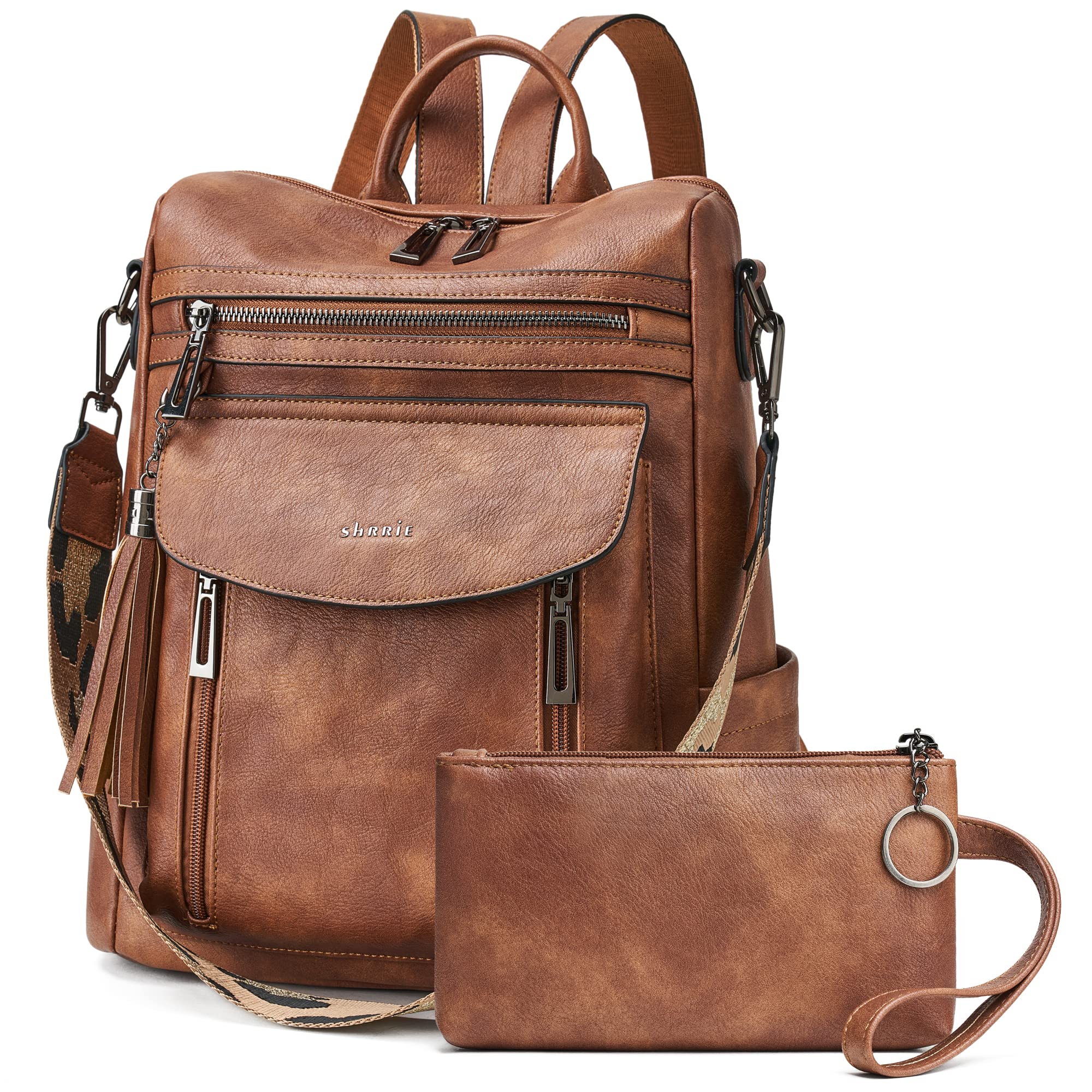 Shrrie Rucksack für Damen, modischer Leder-Rucksack, Geldbörse, Designer-Reiserucksack, Schultertasche, 2-8 Vintage Dunkelgrün, Modern