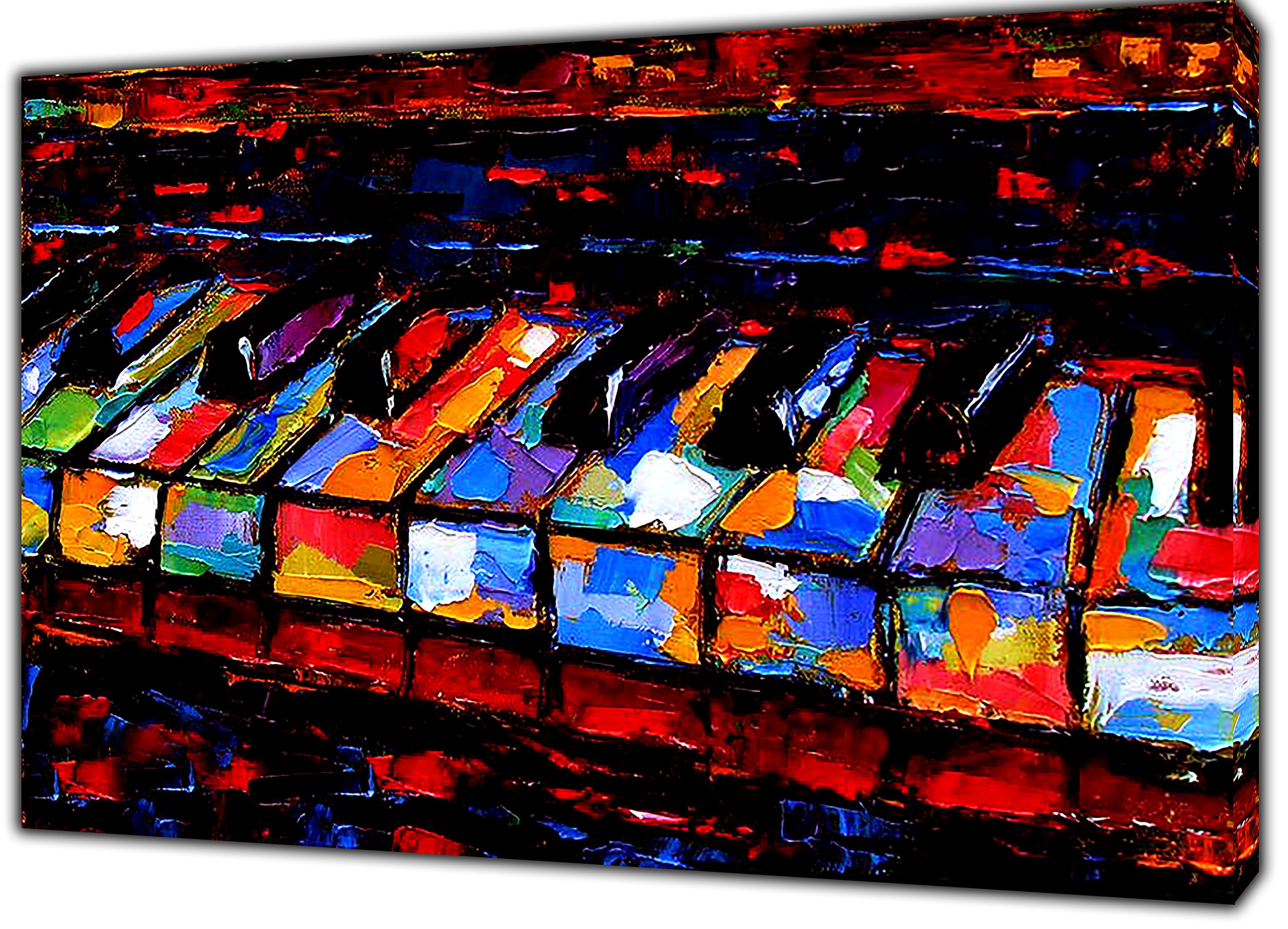 Klavierknöpfe Ölgemälde auf gerahmter Leinwand, 102 x 76 cm, Tiefe 18 mm