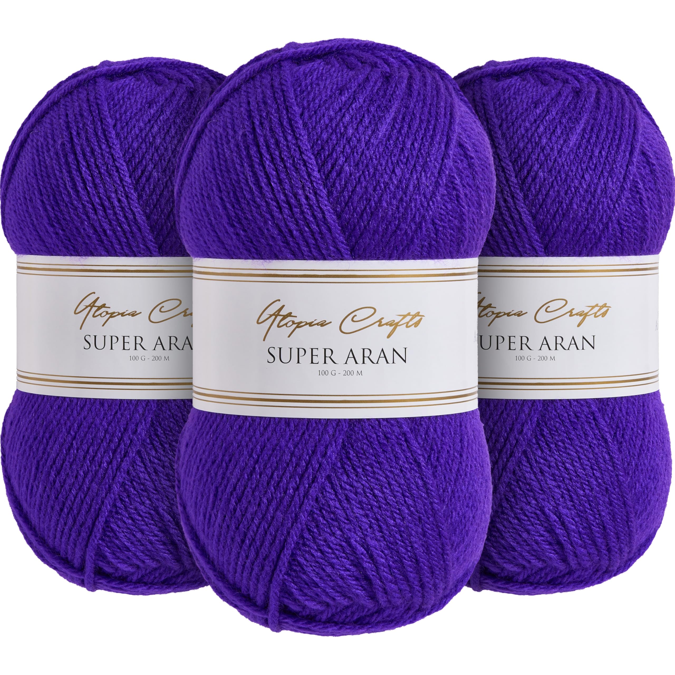 Utopia Crafts Super Aran Knitting and Crochet Yarn 3X 100g (Jewel Purple)