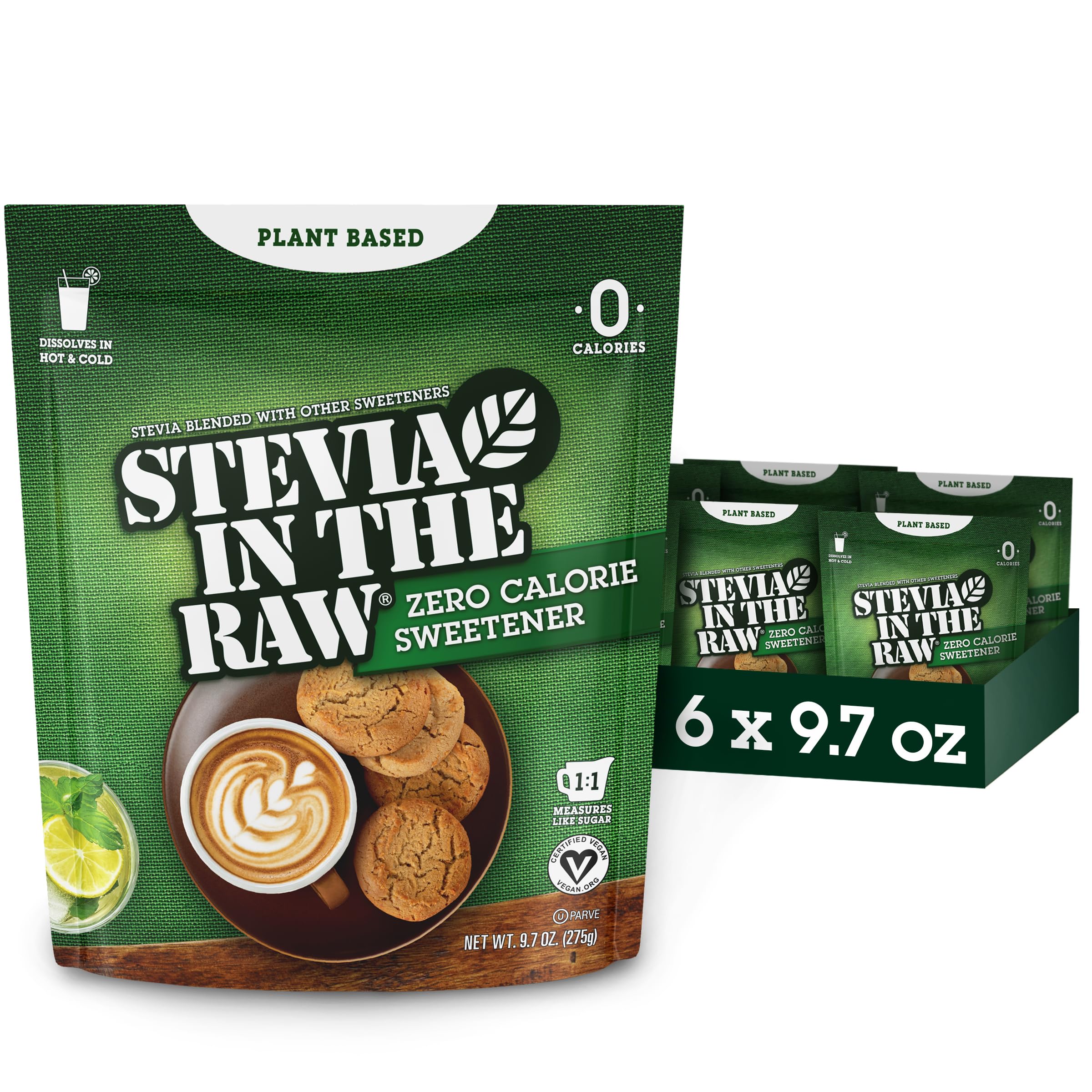 Stevia In The Raw Stevia Sweetener Baker's Bag, 9.7 oz., Zero Calorie Stevia Sugar Substitute, No Erythritol or Artificial Flavors, Vegan, Gluten Free, Kosher, Low Glycemic Index
