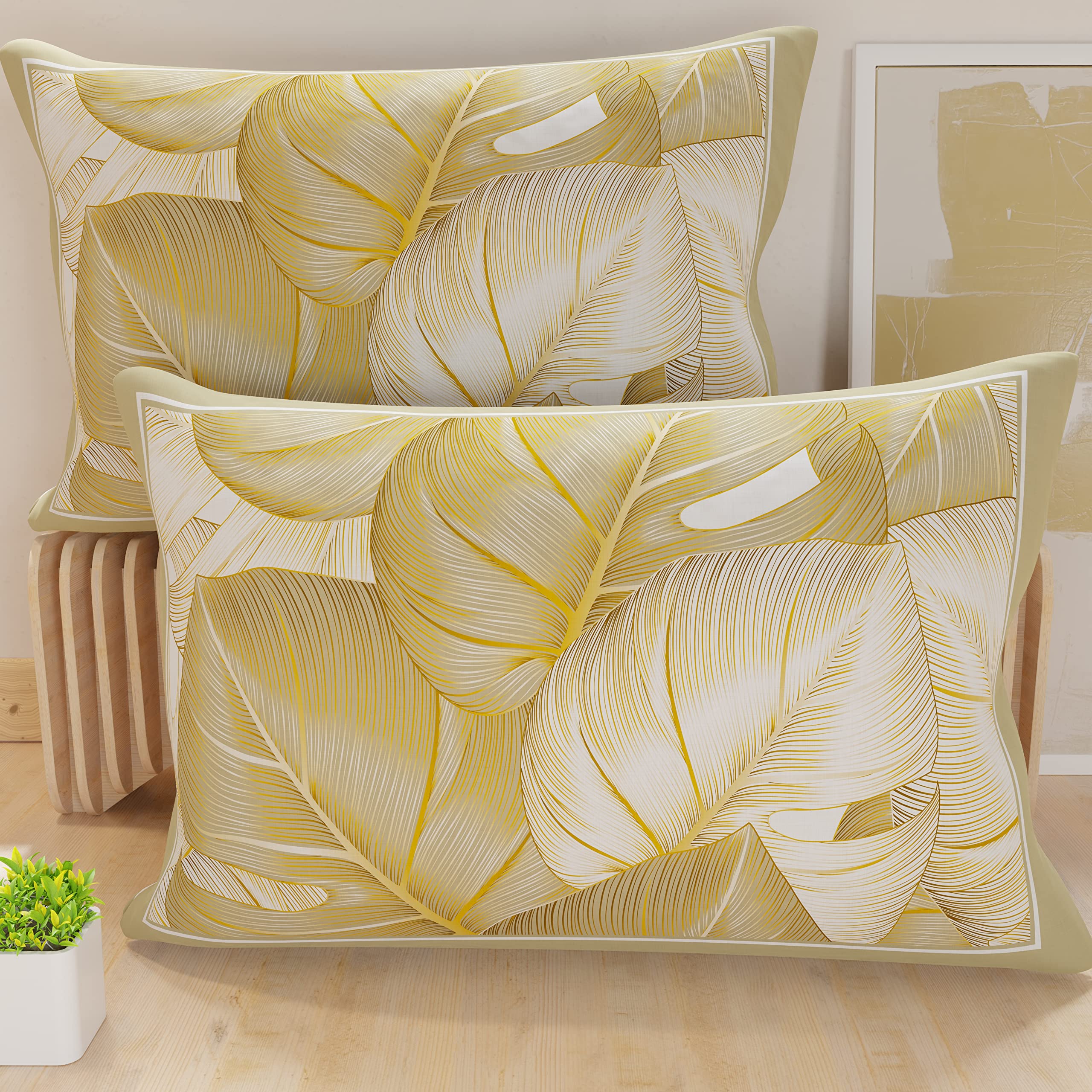 PETTI Artigiani Italiani - Coppia di Federe Cuscino 40x80 cm in Microfibra, Cuscini Arredo Camera da Letto, Divano, Salotto, Set 2 Fodere Copricuscino, Federa Tropical Tortora O, 100% Made in Italy