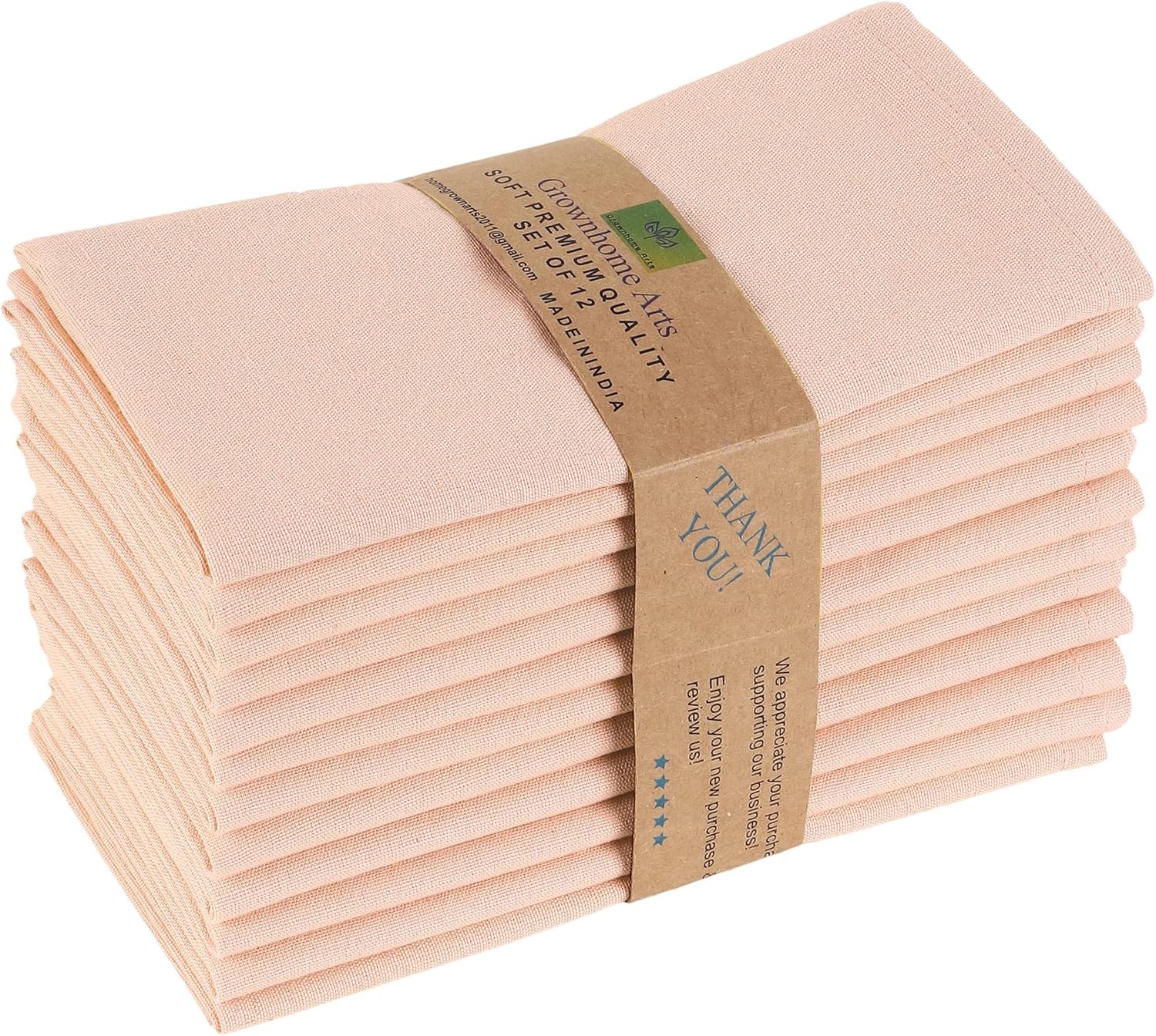 85% Cotton 15% Linen Dinner Cloth Set of 12 Napkins for Everyday Use Over Sized Easter Special Mitered Corners Napkins, Pre Shrunk Good Absorbency Ultra Soft Quality 18x18 in(Peach) Peach 18" x 18" (Set of 12)