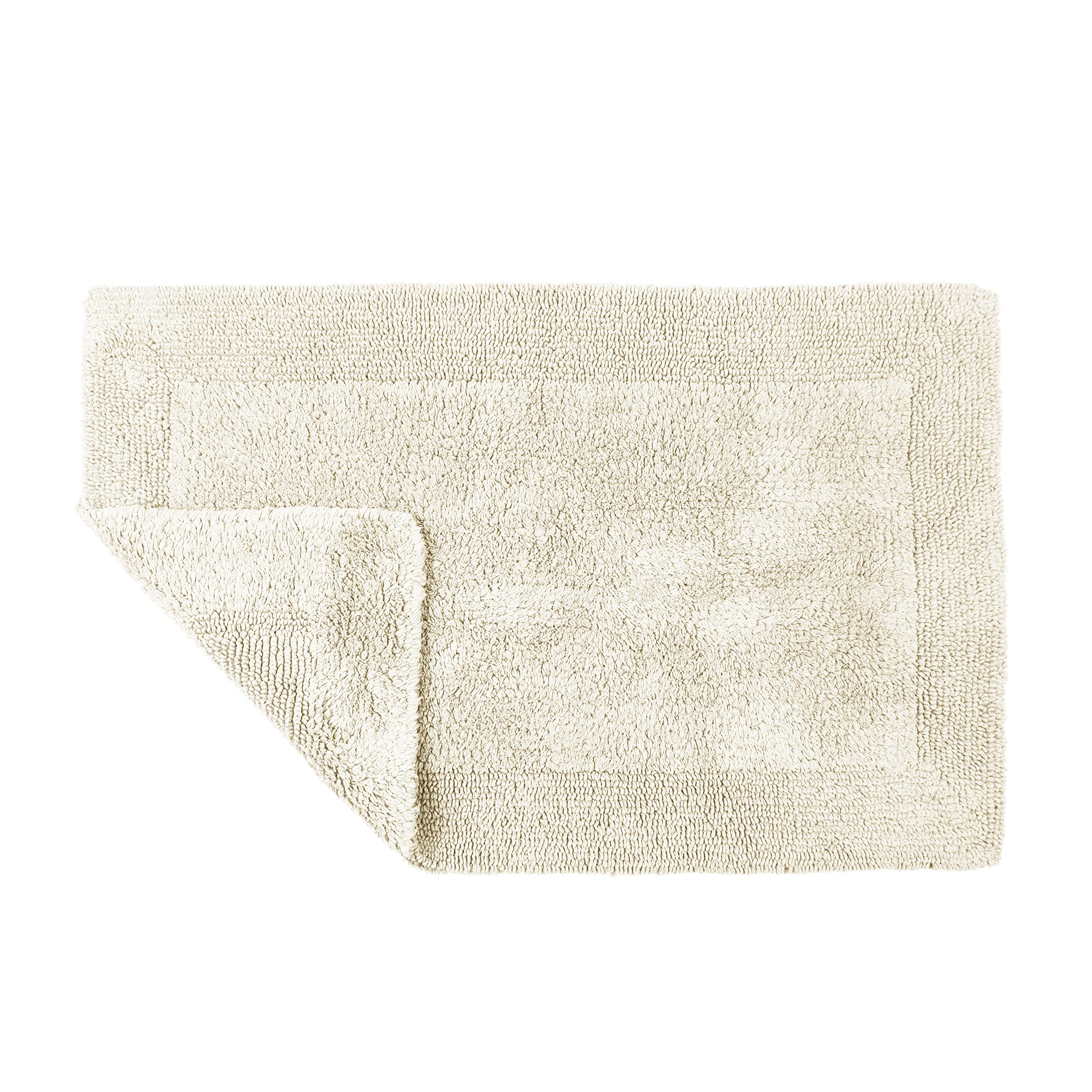 Allure Bath Fashions Cream Allure Heavyweight Reversible Bath Mat, 100% Cotton, Super Soft, Washable, Large Size 53Cm X 85Cm (Cream)