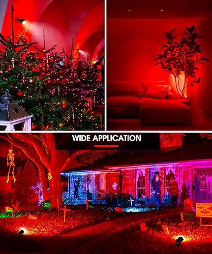 Miniatura 4 de LOHAS - Foco rojo para exteriores, luces LED rojas para patio, encendido y apagado automático de 5 W 120 V, iluminación de paisaje para casa,