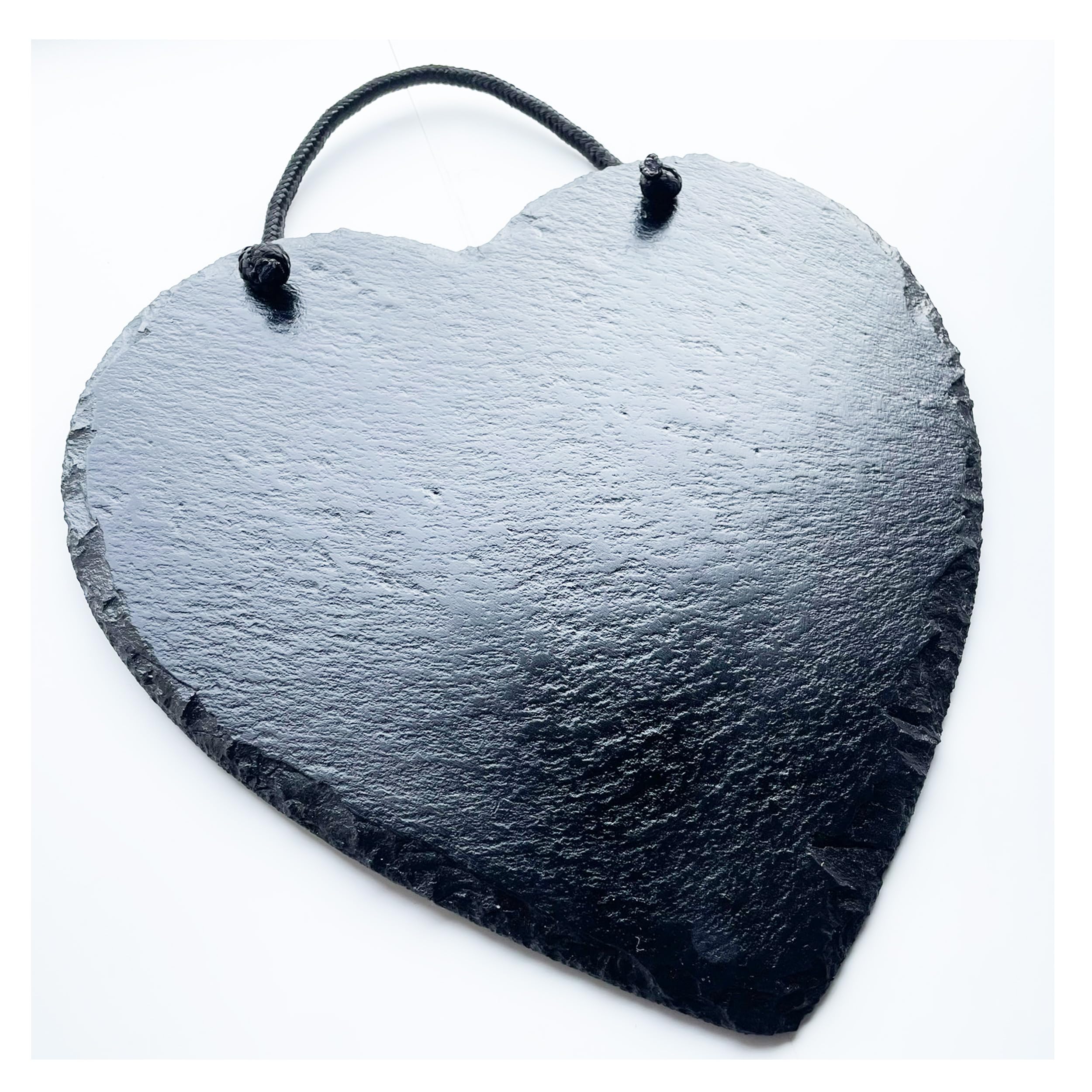 Natural Slate Chalk Board Blackboard Noticeboard with Black Rope - Heart - Rectangle (Heart) - Image 3