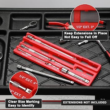 Mayouko Magnetic ABS Socket Extension Organizer, Socket Extension Bar Holder, Fit for 1/4,3/8,1/2Drive Extensions, Extensions not Included