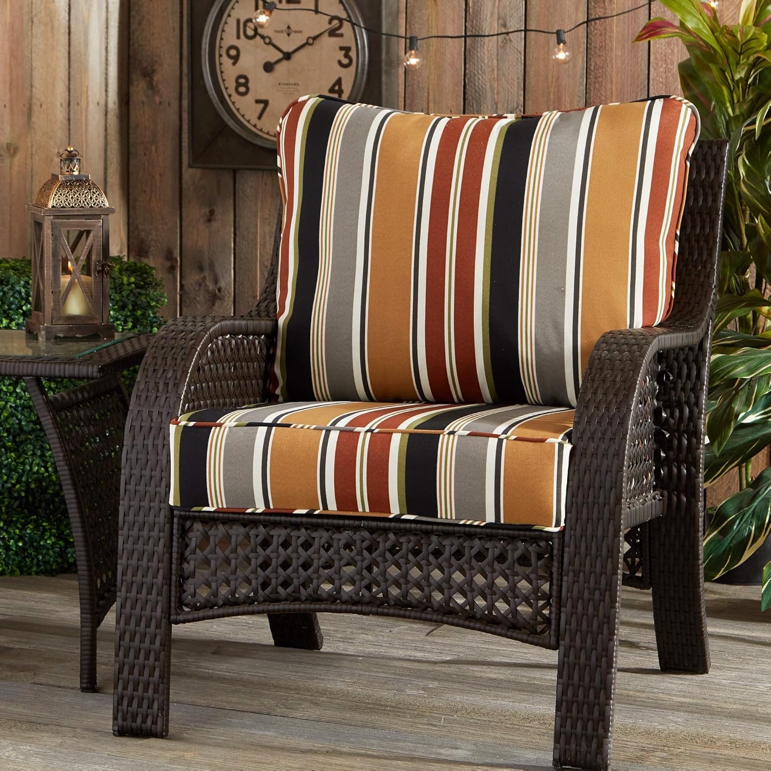 South Pine Porch Brick Stripe 2-Piece Outdoor Deep Seat Cushion Set