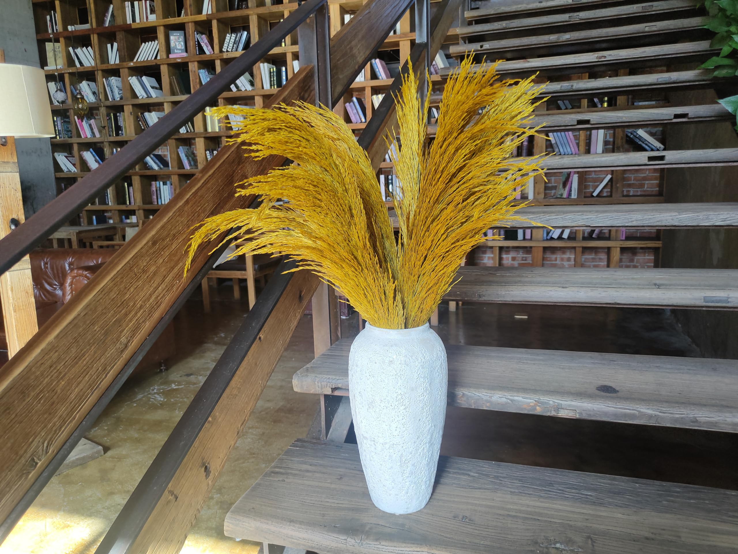Gold Pampas Grass Decor Tall,Large Natural Dried Pampas Floral Fluffy,Long Feather Flowers for Boho Wedding Arangement Bedroom Living Room Decorations (gold