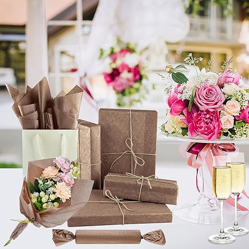 Miniatura 62 de NEBURORA Papel de seda kraft para bolsas de regalo, 60 hojas de papel de seda de regalo beige a granel de 14 x 20 pulgadas, papel de regalo marrón