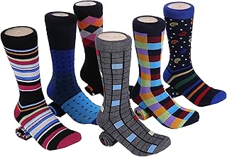 Marino Mens Dress Socks - Fun Colorful Socks for Men - Cotton Funky Socks - 6 Pack - Buy now