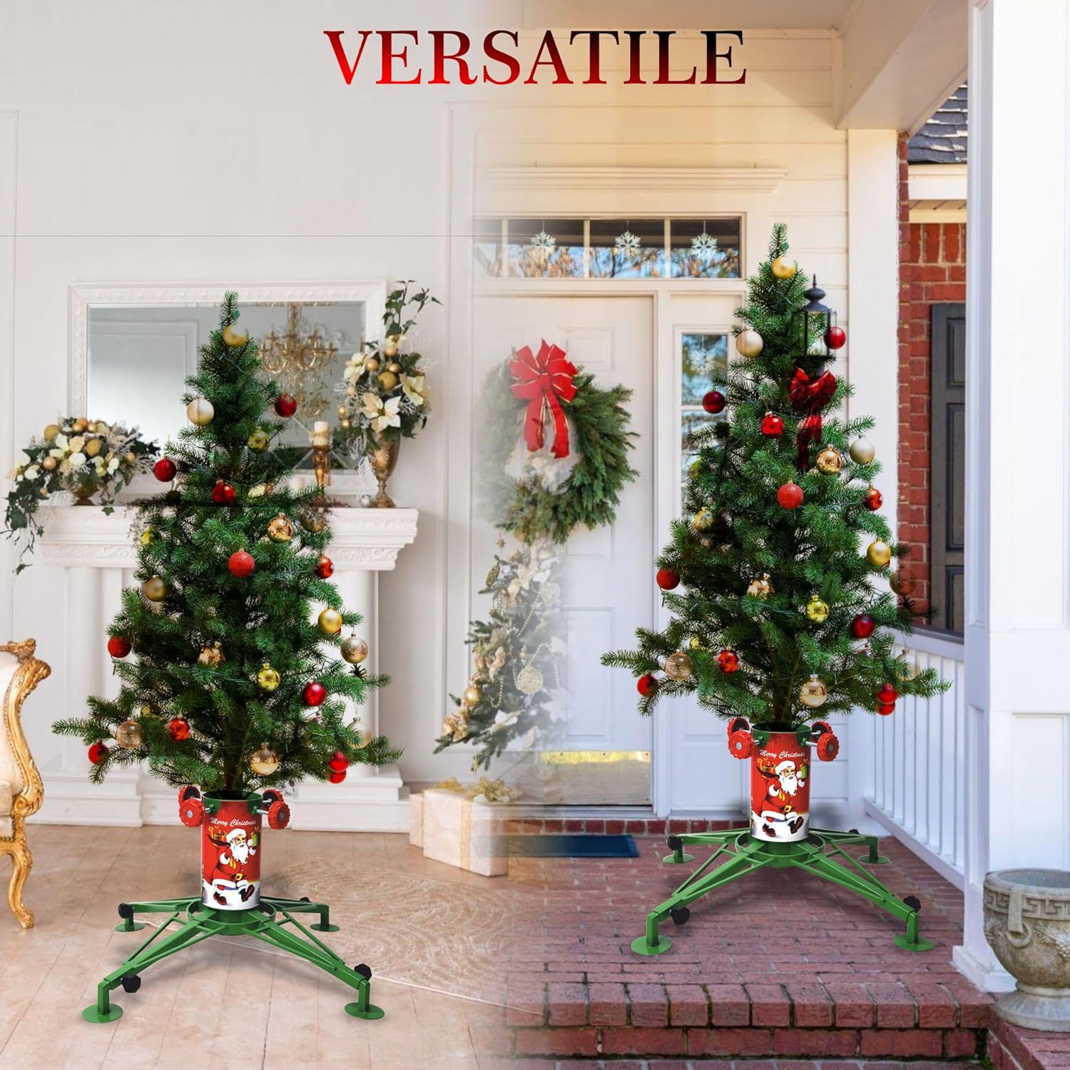 FEBTECH- Heavy Duty Christmas Tree Stand with 4" Wide Water Savior Cylinder -22 to 45 Inch Adjustable Leg Span Live Tree Stand - Christmas Tree Stand for Real Trees & Artificial Trees Upto 5 to 8 ft