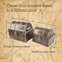 Vista 4 de Lingway Toys Cofre del tesoro pirata para niños, colección de tesoros favoritos del profesor, caja de almacenamiento con 2 juegos de cerraduras