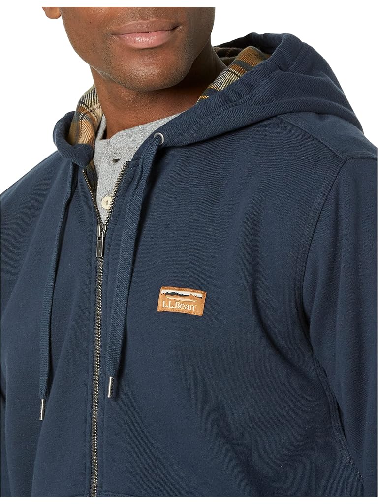 Navy L.L.Bean Katahdin Iron Works Sweatshirt Flannel Lined Hooded Regular