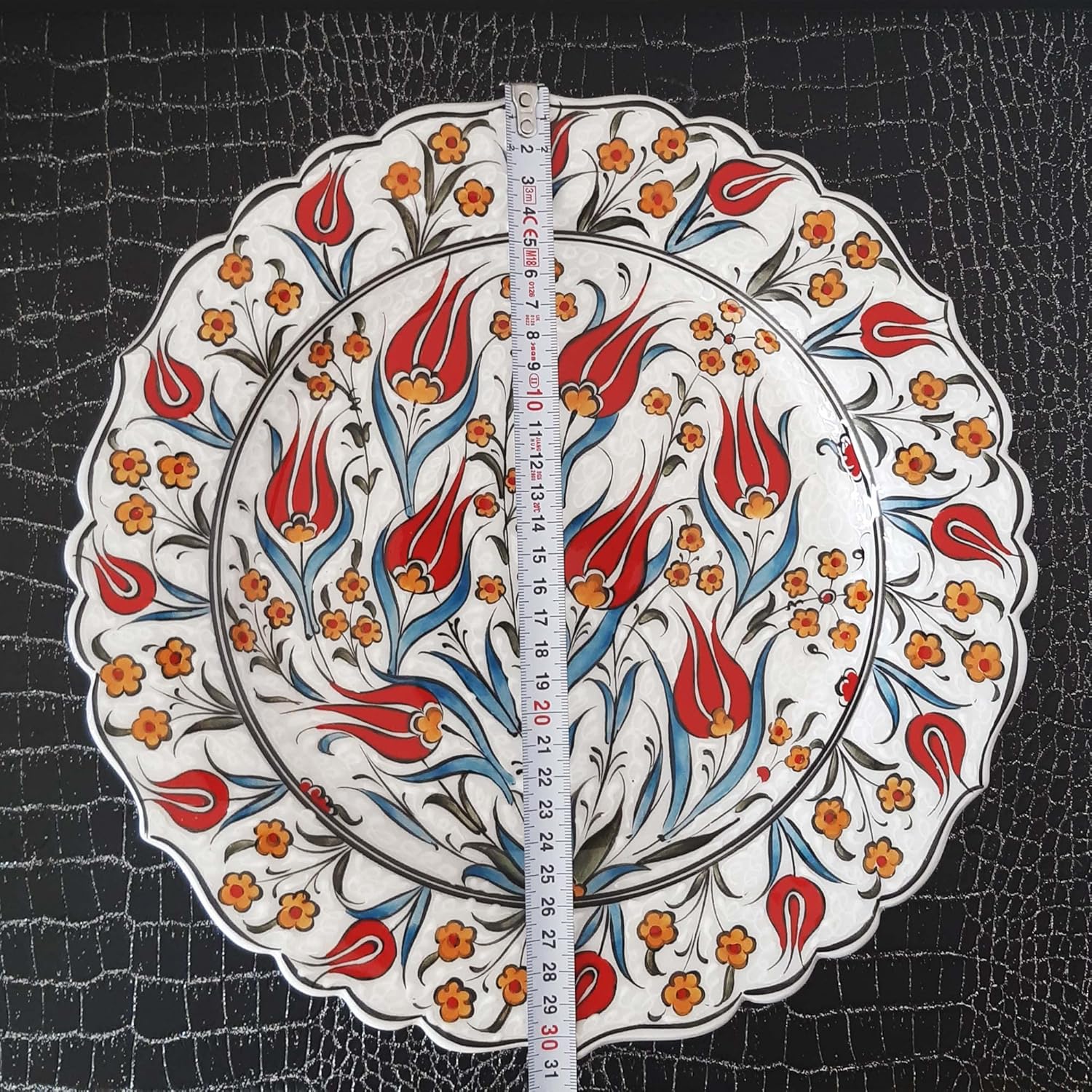 Handmade Ceramic Wall Plate, 30 cm (11.8 inches) Turkish Nicaea Ceramic Plate 30 cm in Diameter