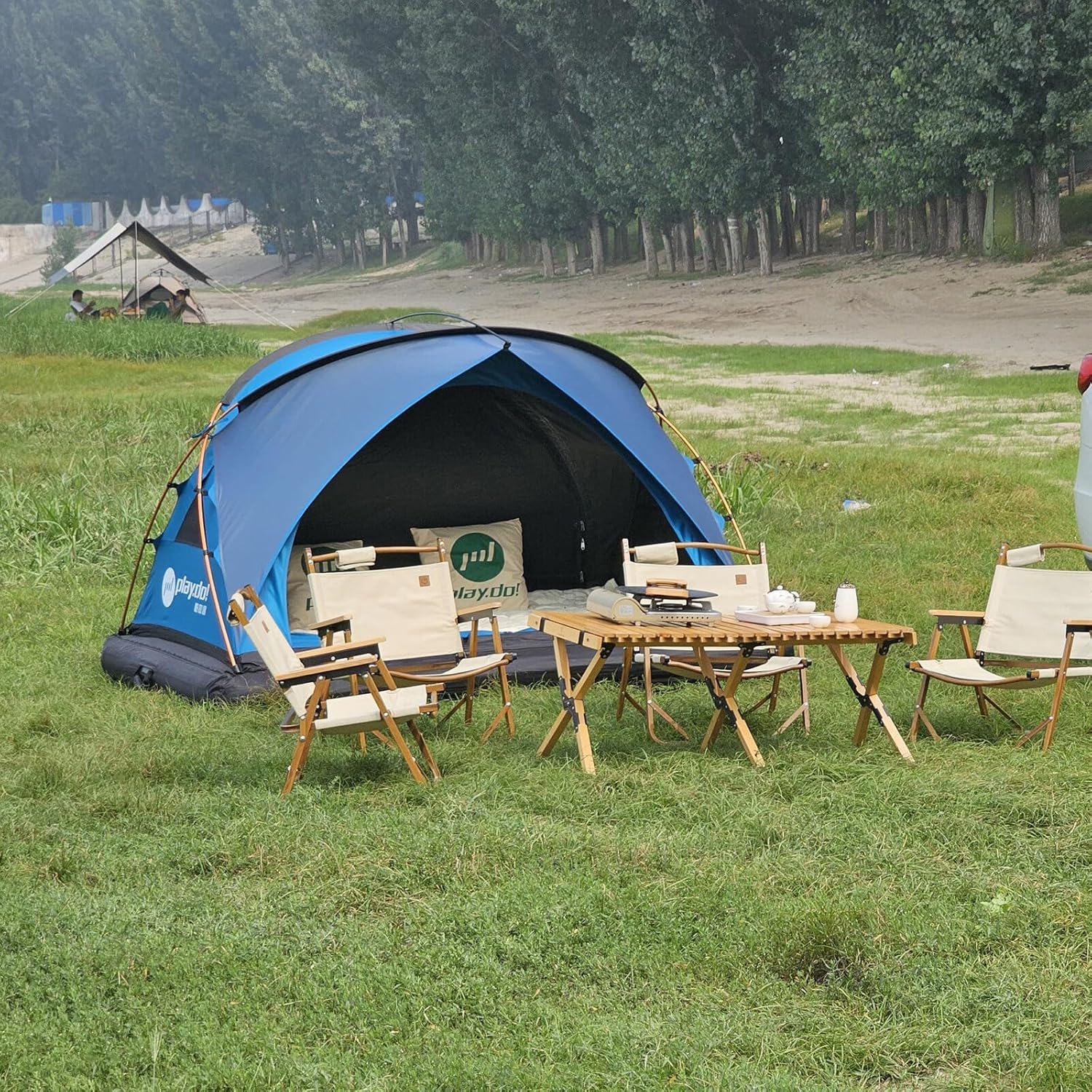 UNISTRENGH 2 Person Inflatable Car Rooftop Tent Easy Set-up Large Outdoor Glamping Camping Tent for SUV,Truck and Universal Auto Self-Driving Touring