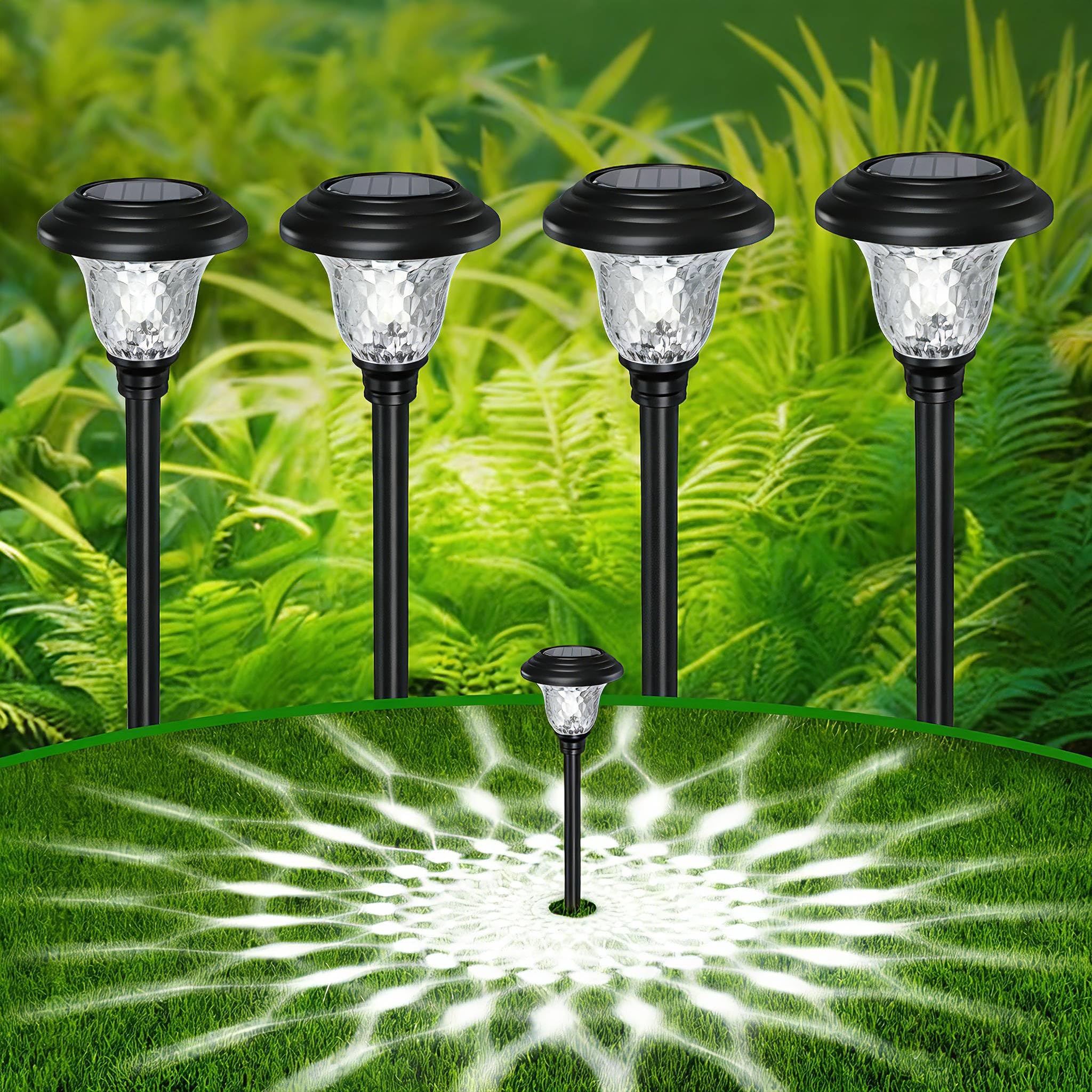 Photo 1 of BEAU JARDIN 8 Pack Solar Pathway Lights Outdoor Solar Powered Light Waterproof Glass High Lumen for Garden Landscape Path Yard Walkway Patio Driveway Outside White Color Changing Black