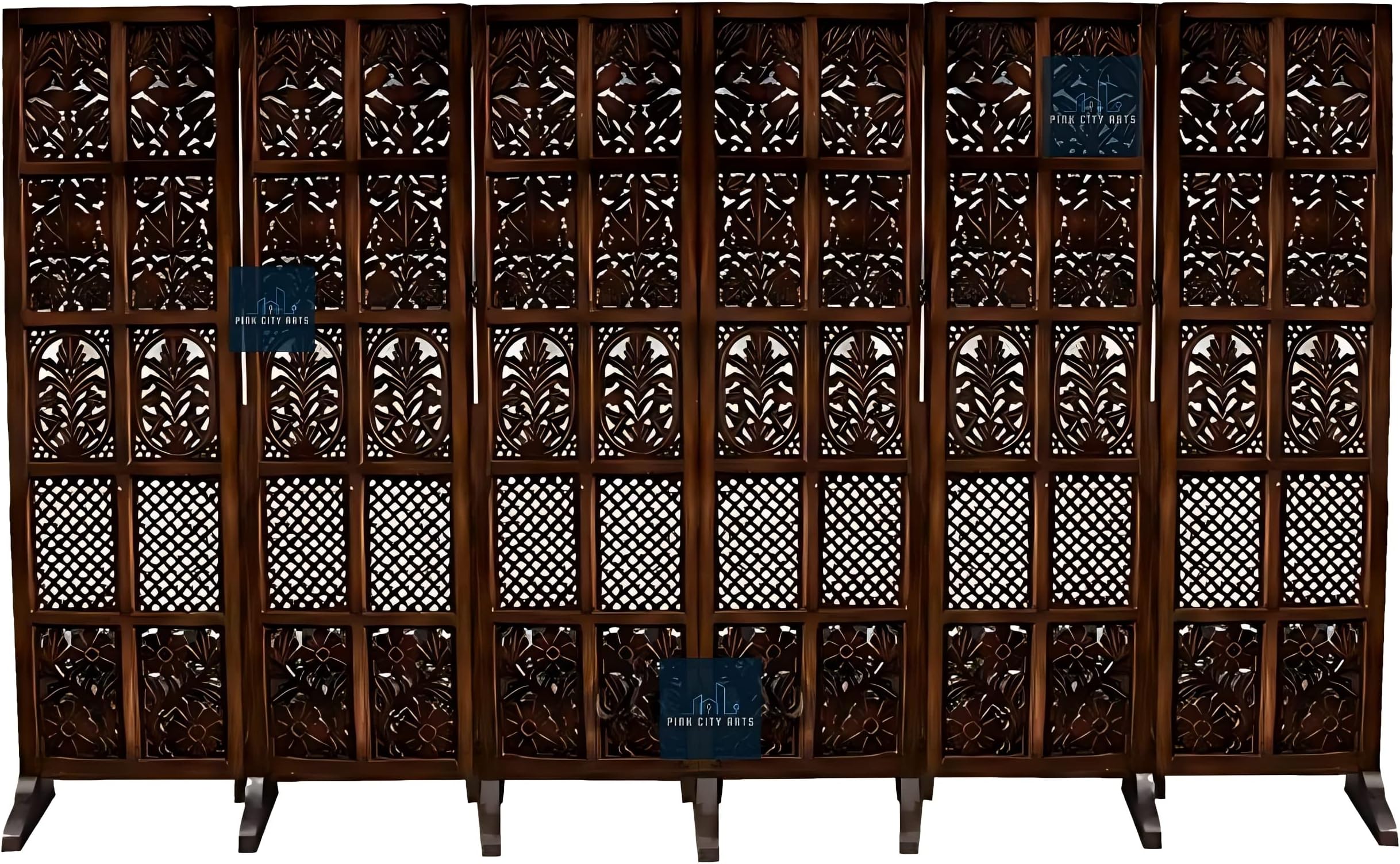 PINK CITY ARTS Wooden Partitions Made of Wood Room Divider for Living Room with Stands Hall Bedroom Wall Separator Panel 6 Feet (6 Panel with Stands)