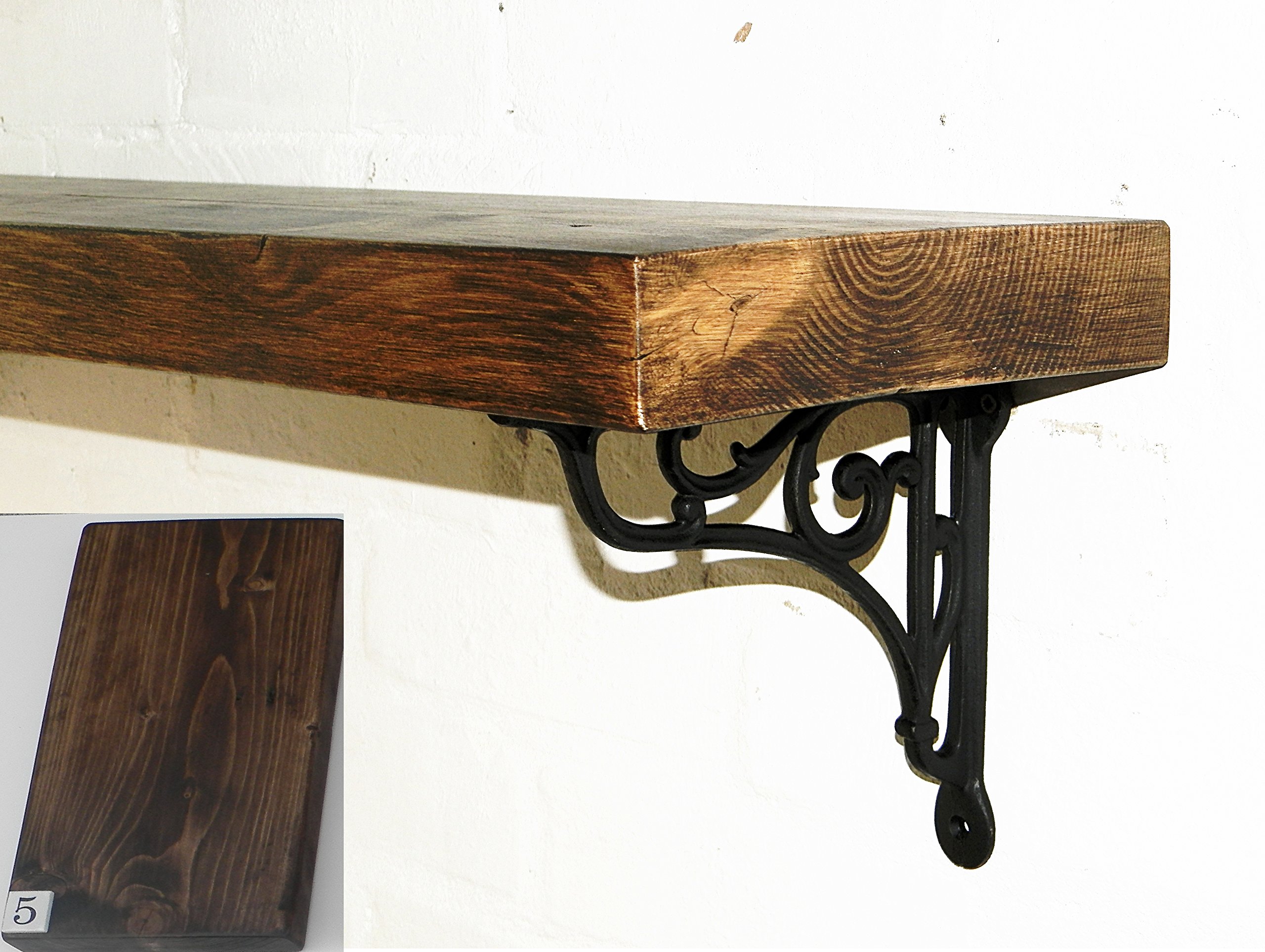 RusticWoodenCrafts Solid Wood Mantel Floating Shelf With Cast Iron  Wall/Shelf Brackets 1ft Walnut : Amazon.co.uk: Home u0026 Kitchen