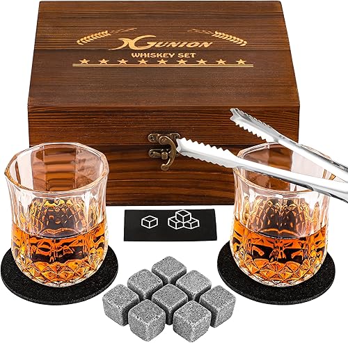 Miniatura 9 de Juego de regalo de piedras de whisky para hombres, papá, día del padre, juego de 2 vasos de whisky, 8 piedras de granito con pinzas, perfecto para