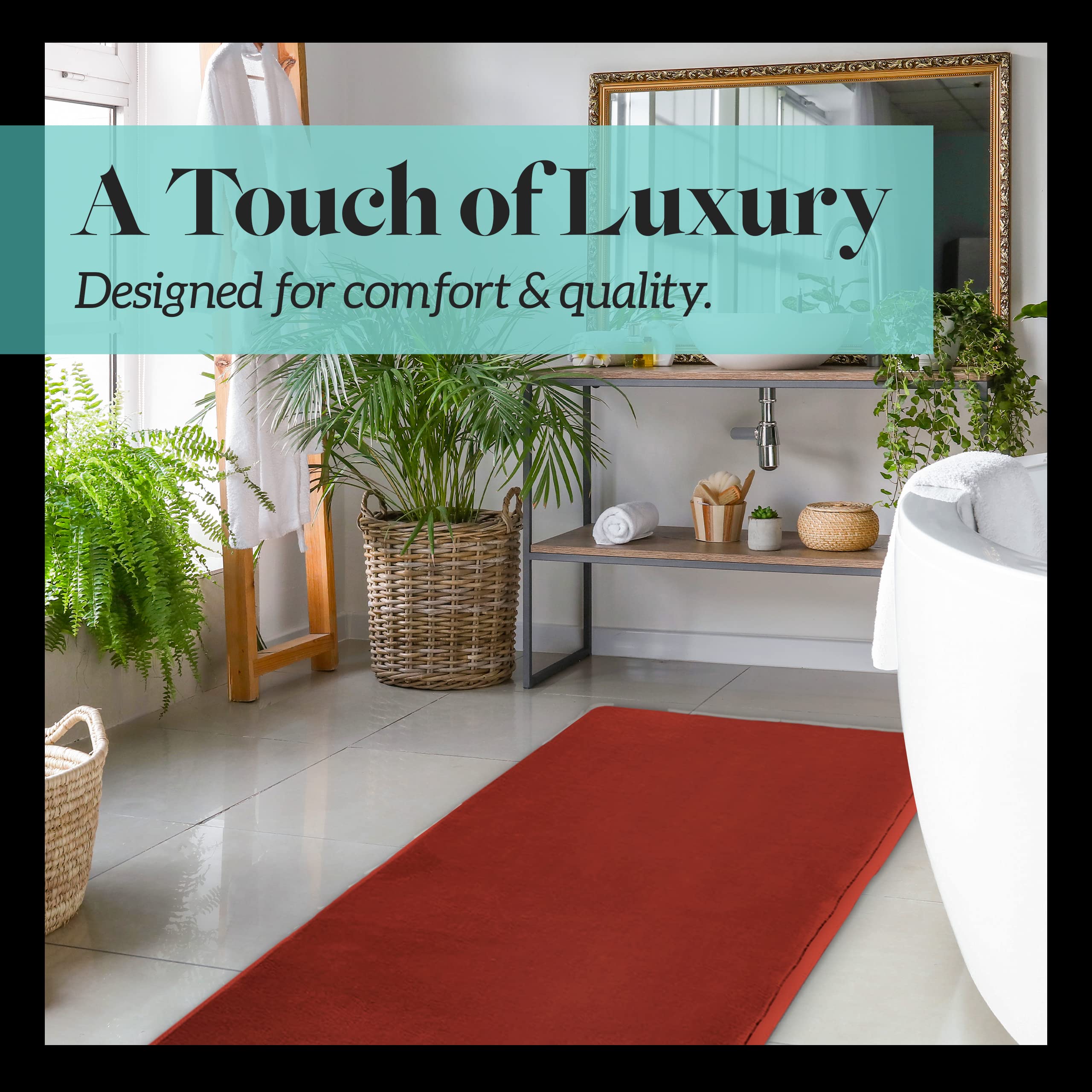Alfombrilla de baño de espuma viscoelástica antideslizante y absorbente, superacogedora alfombra de baño (17 pulgadas x 24 pulgadas, esmalte de otoño)