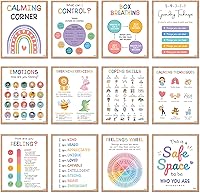 Vista 7 de 10 Pósteres de Salud Mental para Niños (10"x14") Decoración de Oficina de Terapia, Póster de Rueda de Sentimientos, Qué Puedo Controlar, Tabla