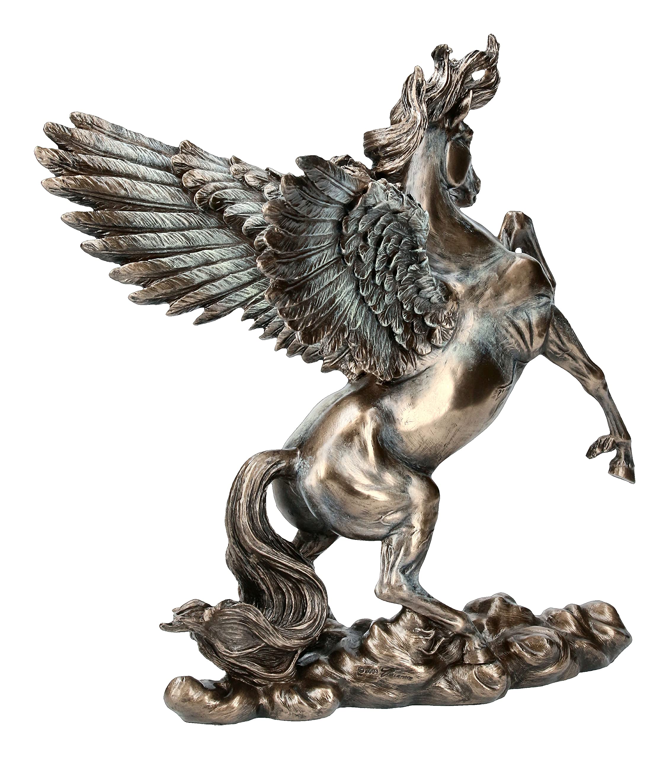 Veronese Pegasus Statue de la mythologie grecque du dieu du cheval ailé Finition bronze 28 cm