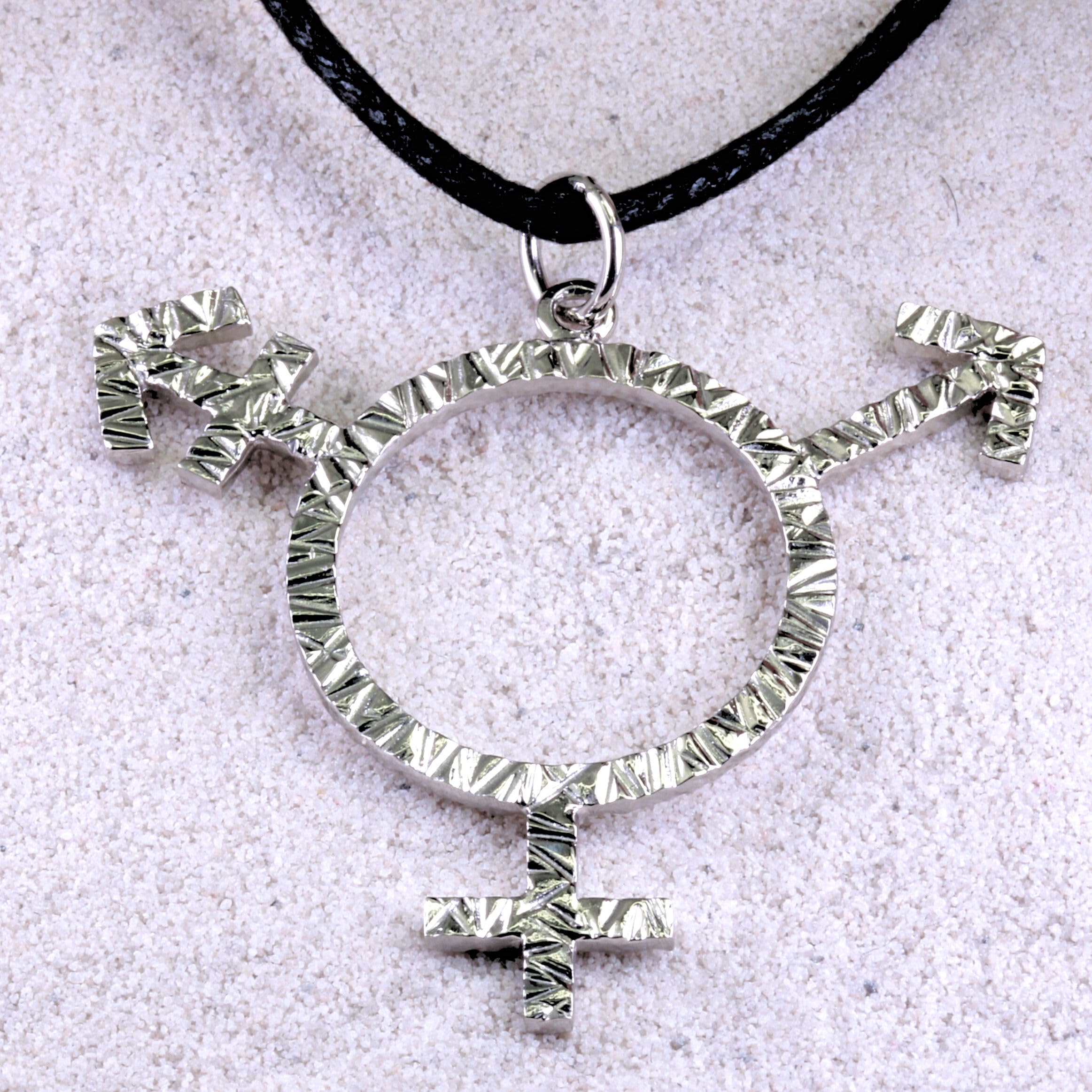 Colgante Charm LGBTQ Pride de plata de ley 925, chapado en platino o bañado en oro, joya símbolo de género para collar pulsera cadena choker regalo Queer LGBT Lesbian Trans Gay No Binario
