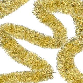 Sponsored Ad - Hamore 3Pack Christmas Tinsel Garland Bright Metallic Streamers Christmas Tree Bright Green Frost Tip Shiny...