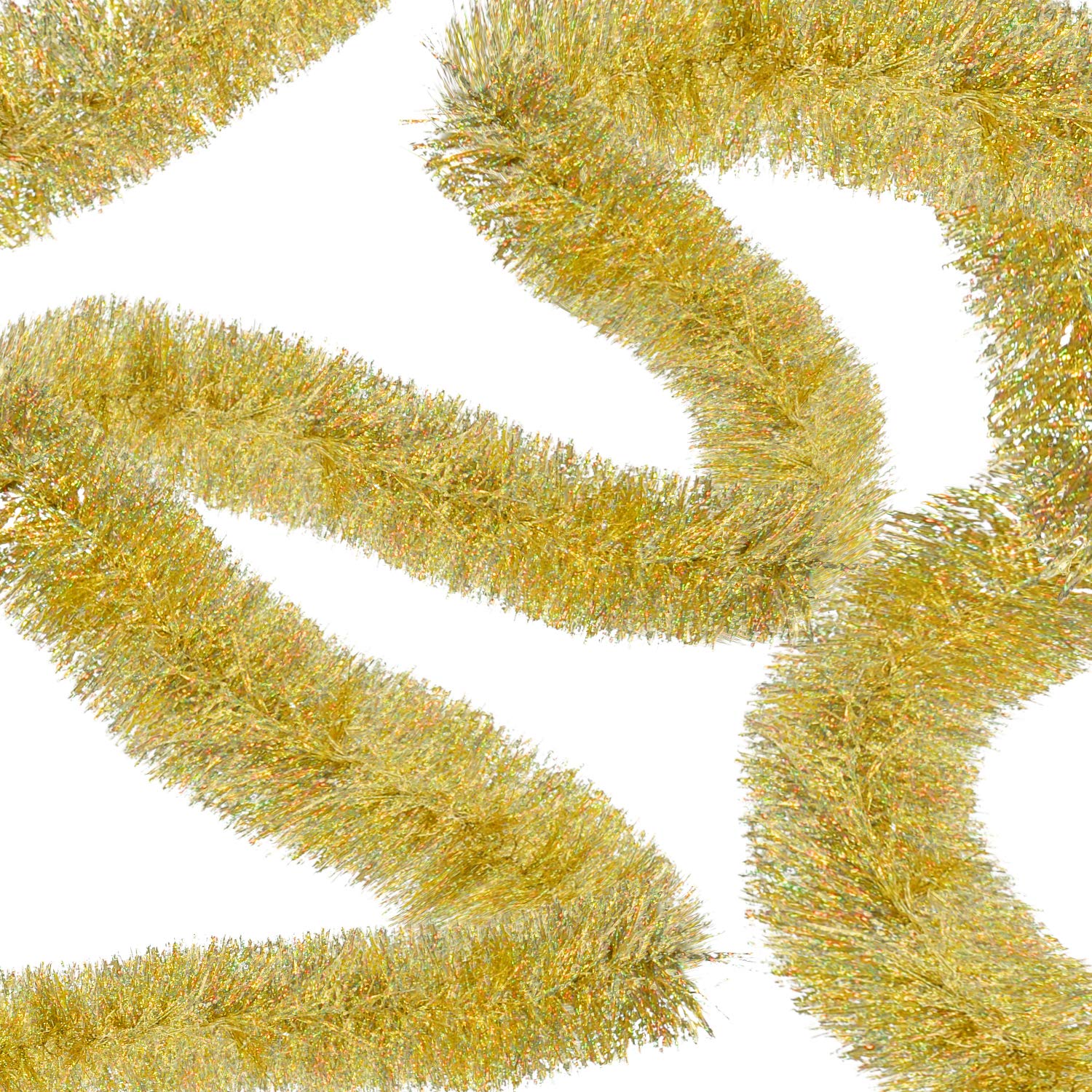 Hamore 19.8Ft Christmas Tinsel Garland, Gold Tinsel Twist Garland, Metallic Tinsel Twist Garland, Shiny Sparkly Soft Hanging Xmas Garland for Christmas Tree Decorations Indoor Holiday Party Supplies