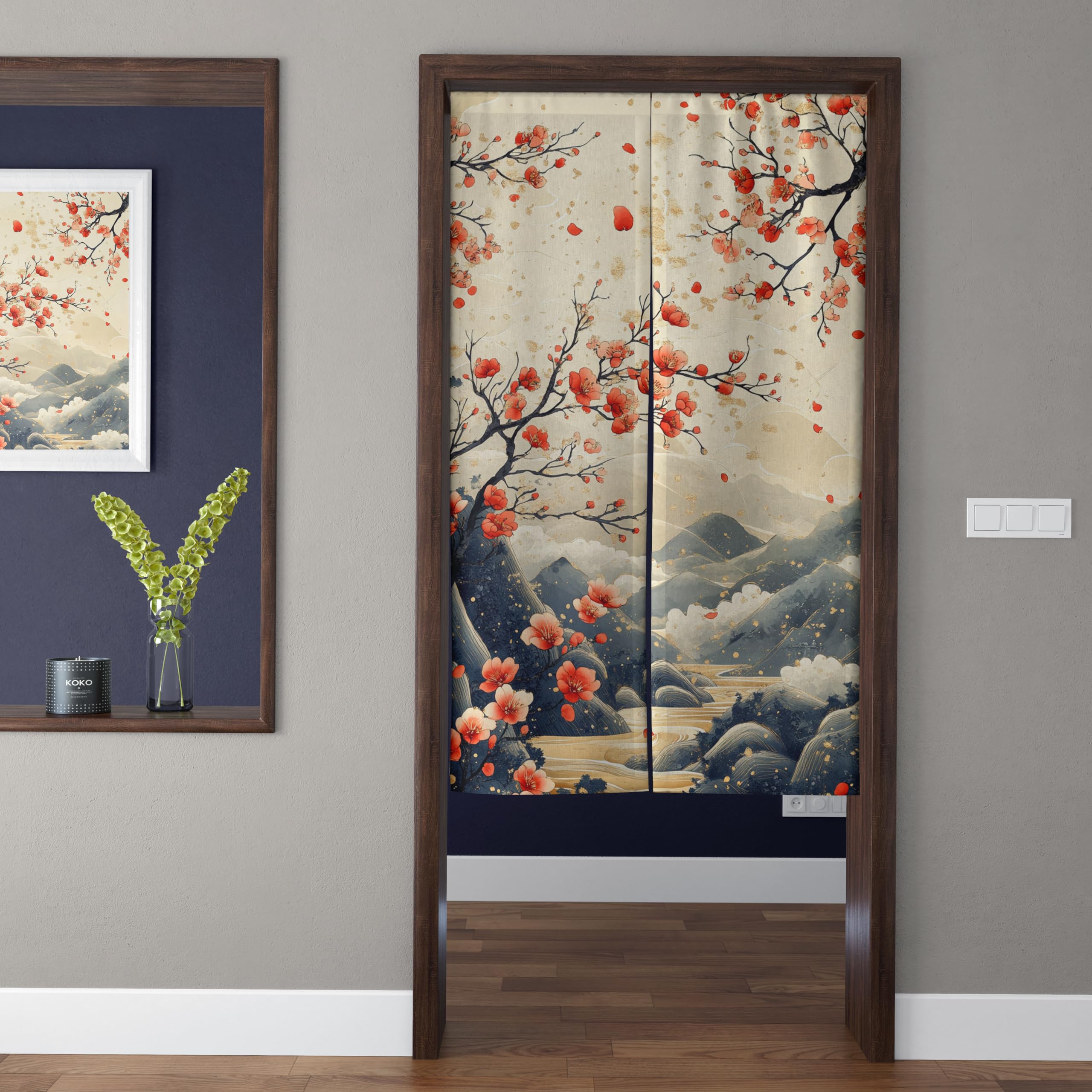 ChangTsing Japanischer Stil dick Leinen Noren Lang Vorhänge Japanischer Türvorhang Gardinen Noren Lang Vorhänge Traditioneller Chinesischer Stil Vorhang für die Heimtextilien Raumteiler 85 x 150 cm