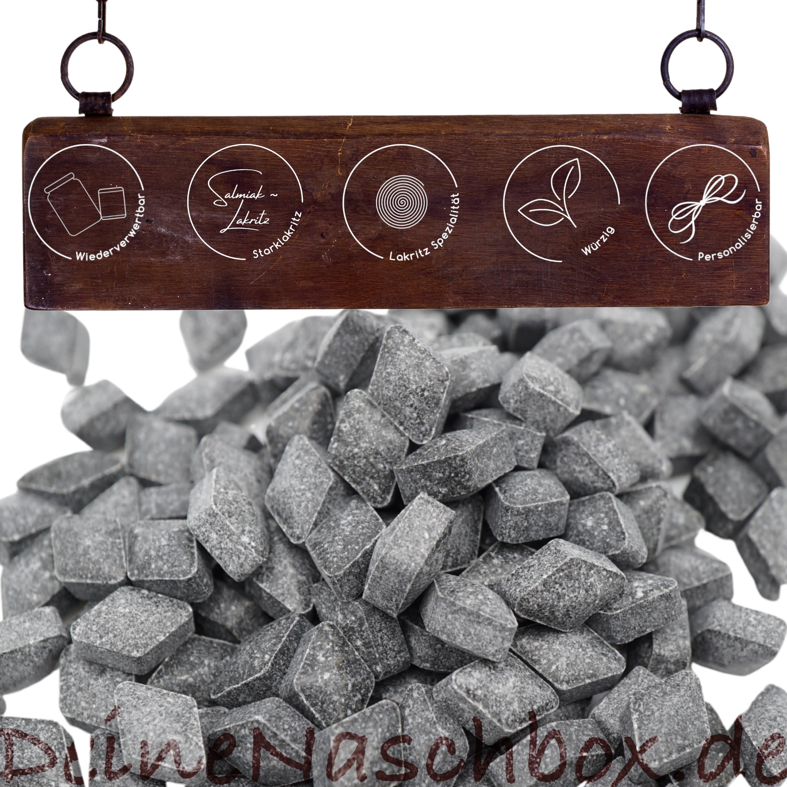 Deine Naschbox | Gloria Lakritz Diamanten Extra stark | 3kg Mega Pot | XXL Großpackung für Party, Candybar & als Geschenk - Gelatinefrei - Rhomben