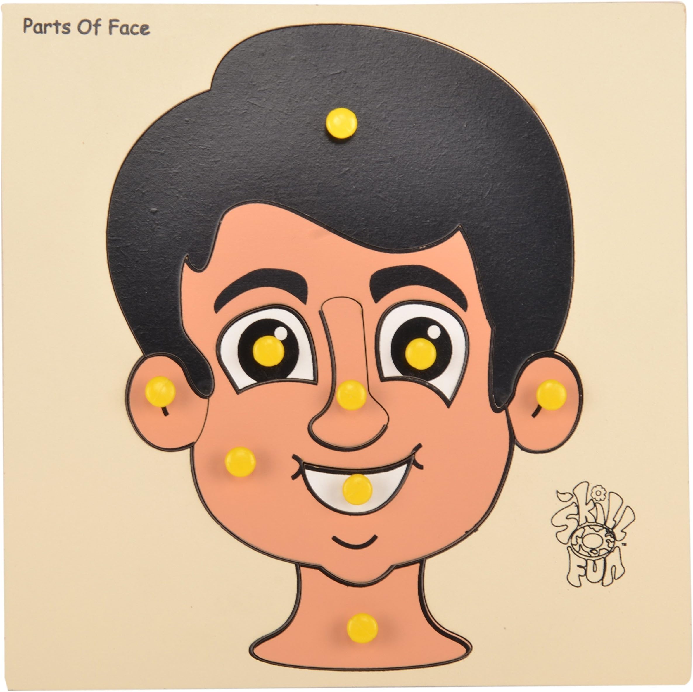 Skillofun Wooden Parts of Face Tray | Educational Toy | Easy Removal and Identification | Enhances Memory Skills, Creative Thinking