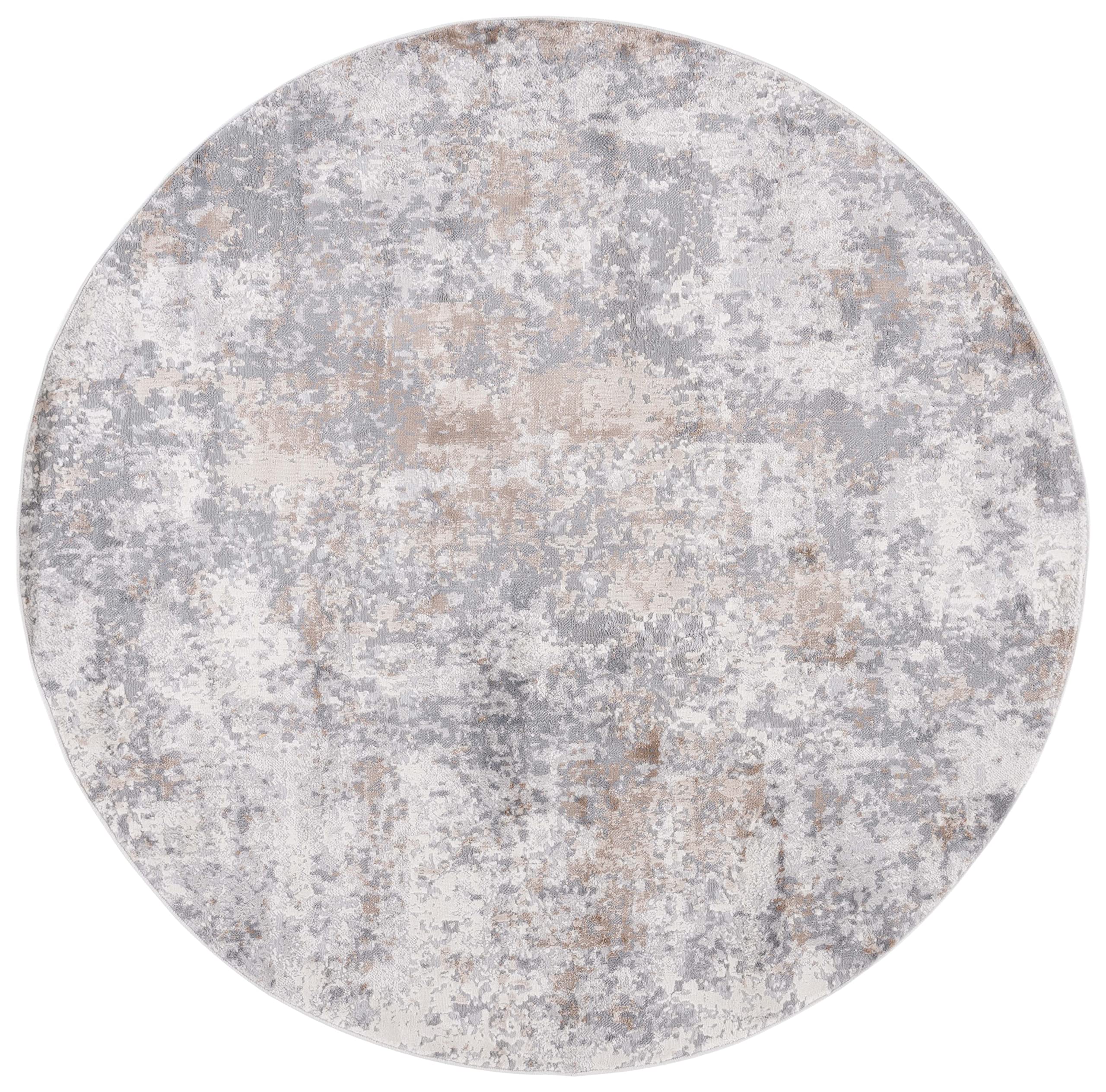 SAFAVIEH Eternal Collection Area Rug - 6'7" Round, Grey & Beige, Modern Abstract Design, Non-Shedding & Easy Care, Ideal for High Traffic Areas in Living Room, Bedroom (ETL208F)
