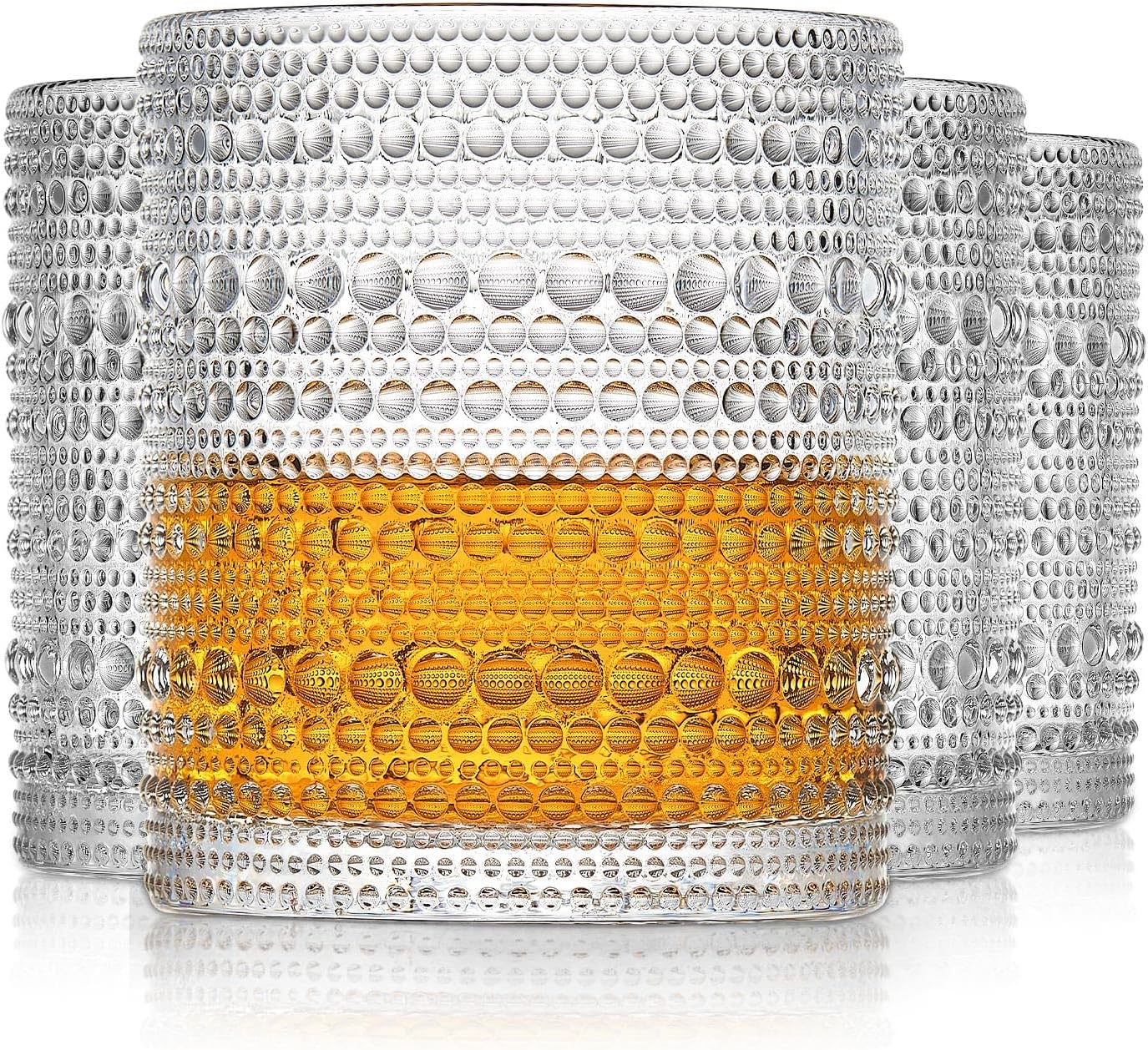 hobnail Drinking Glasses Old Fashion Glass 10oZ rocks glasses Set of 4 glasses Water Juice Cocktail Vintage Glassware Set Gift for Men Women